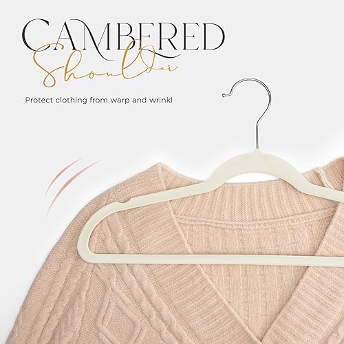 Miniatura 5 de HOUSE DAY Perchas de terciopelo de alta calidad antideslizantes de fieltro flocado, perchas resistentes y duraderas para abrigos y trajes, color