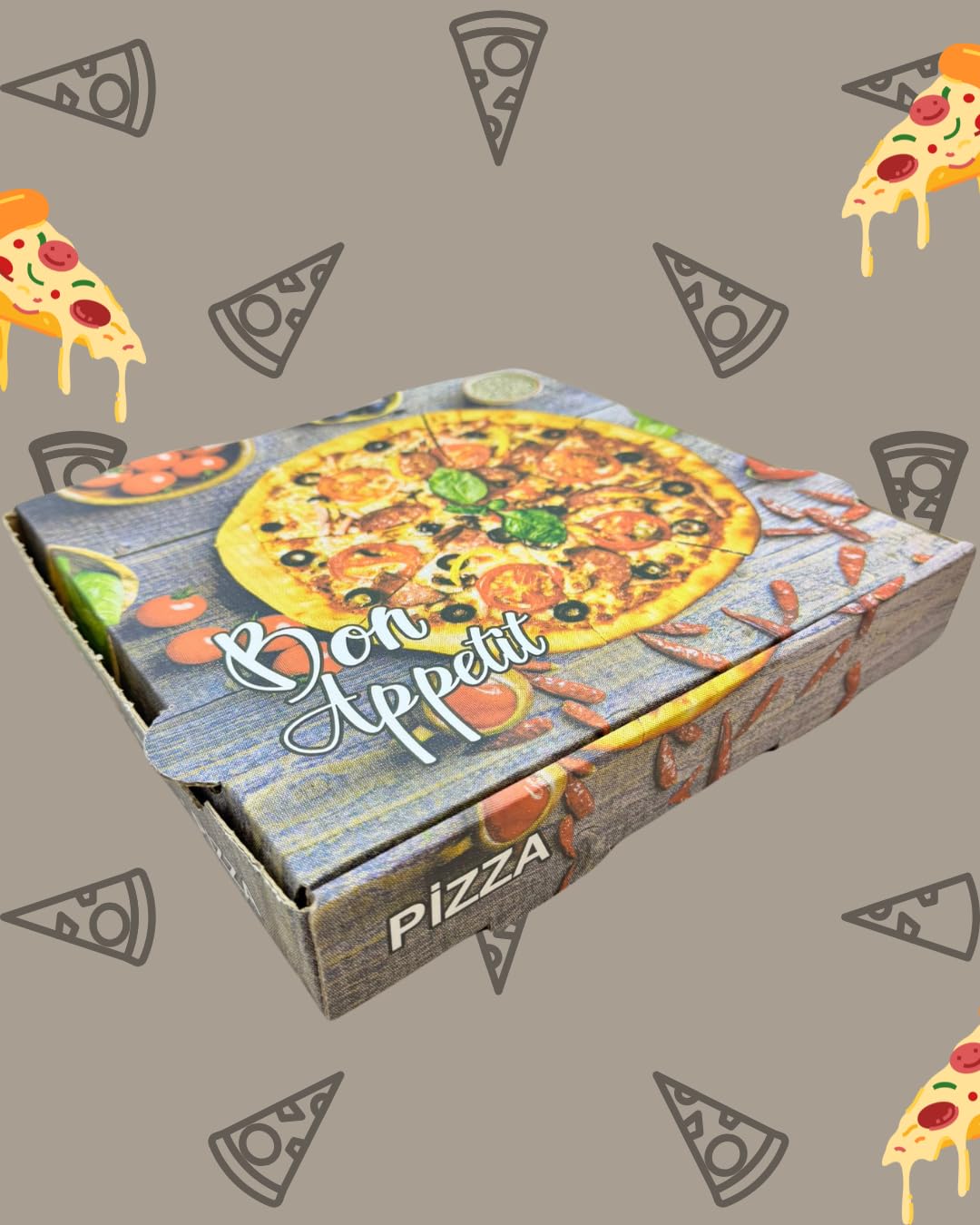Scatola per Pizza in Cartone Kraft Bianca 24x24x4cm 50 Pezzi