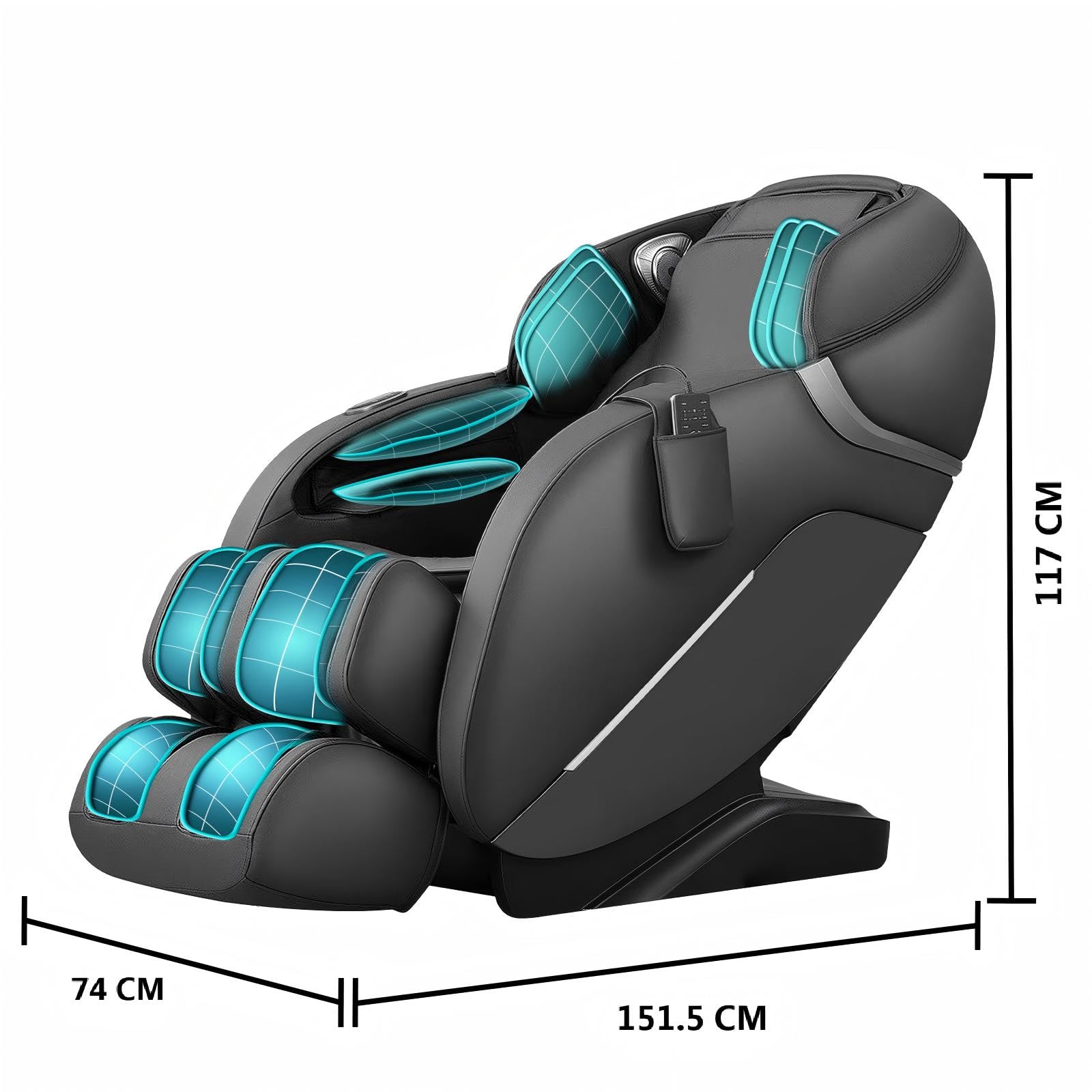 Poltrona Massaggiante per Tutto il Corpo, Poltrona da Massaggio Shiatsu Reclinabile a Gravità Zero, Binario SL, 12 Modalità di Massaggio Automatiche, Terapia di Calore, Rulli per i Piedi