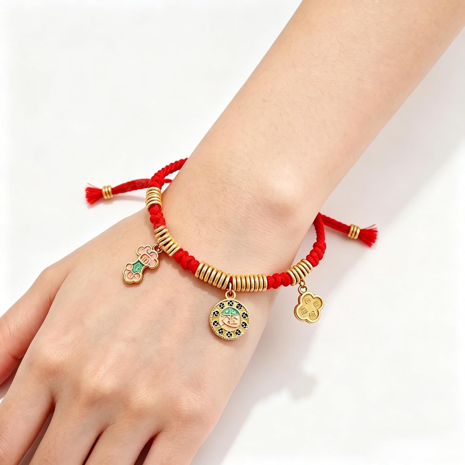 Fengshui String Braided Bracelet with Lucky Charms for Women Handmade Bracelet Good Luck Fortune Prosperity