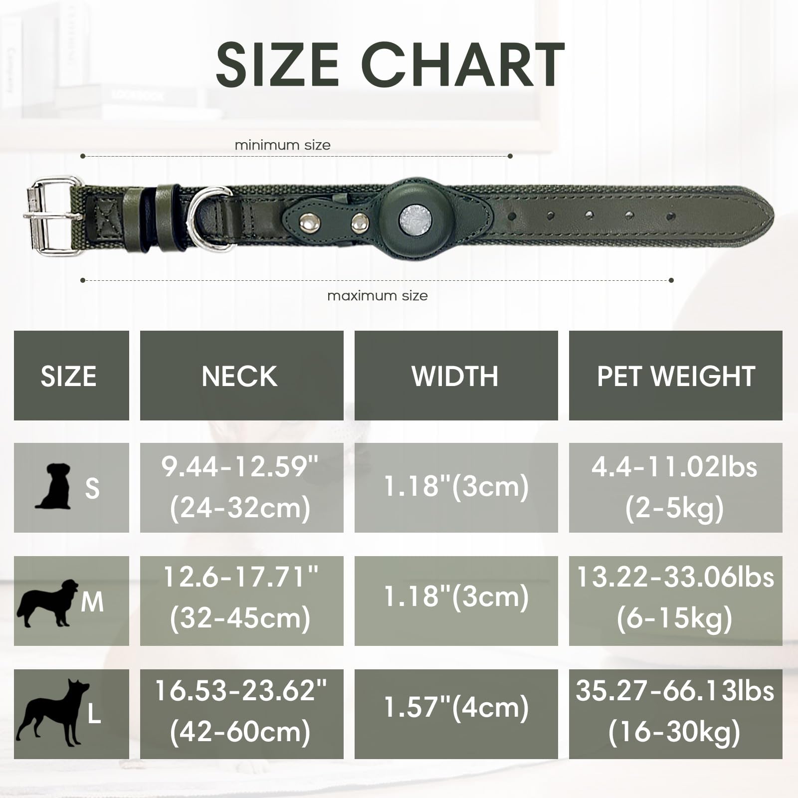 AirTag Verstellbares Hundehalsband aus weichem Leder für AirTag bietet doppelten Schutz und Haltbarkeit für Kleine Mittlere und Große Hunde(Blau,M)