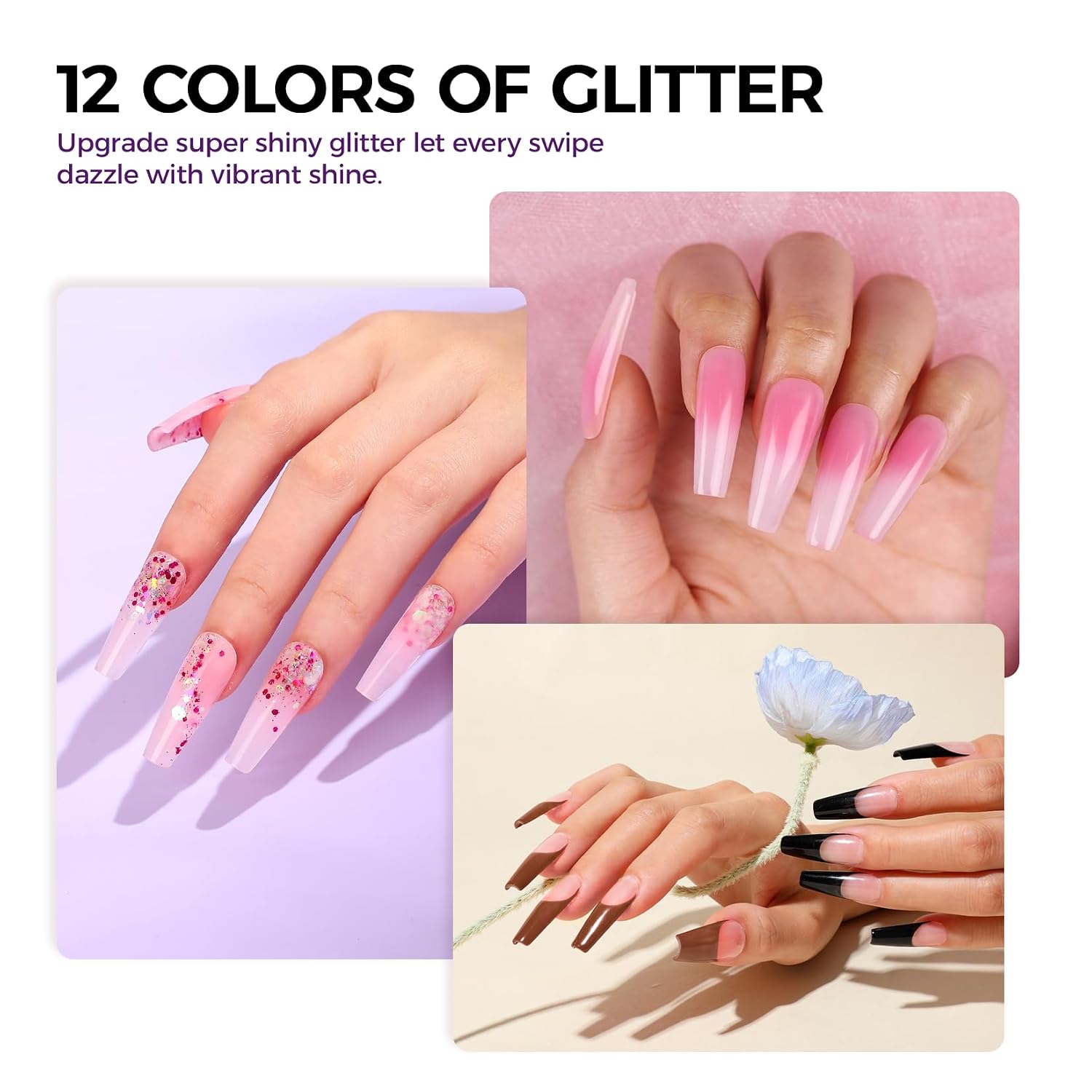 Acrylic Nail Kit for Beginners: Professional Nail Kit Set with Glitter Acrylic Powder and Liquid with Everything for Beginners