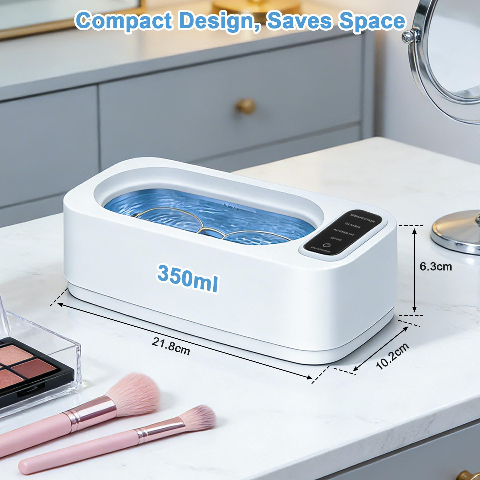 Nettoyeur Ultrason VINATO 350ml Ultrasonic Cleaner vec 4 Modes de Nettoyage Ultrasons pour Lunettes, Bijoux et Montres