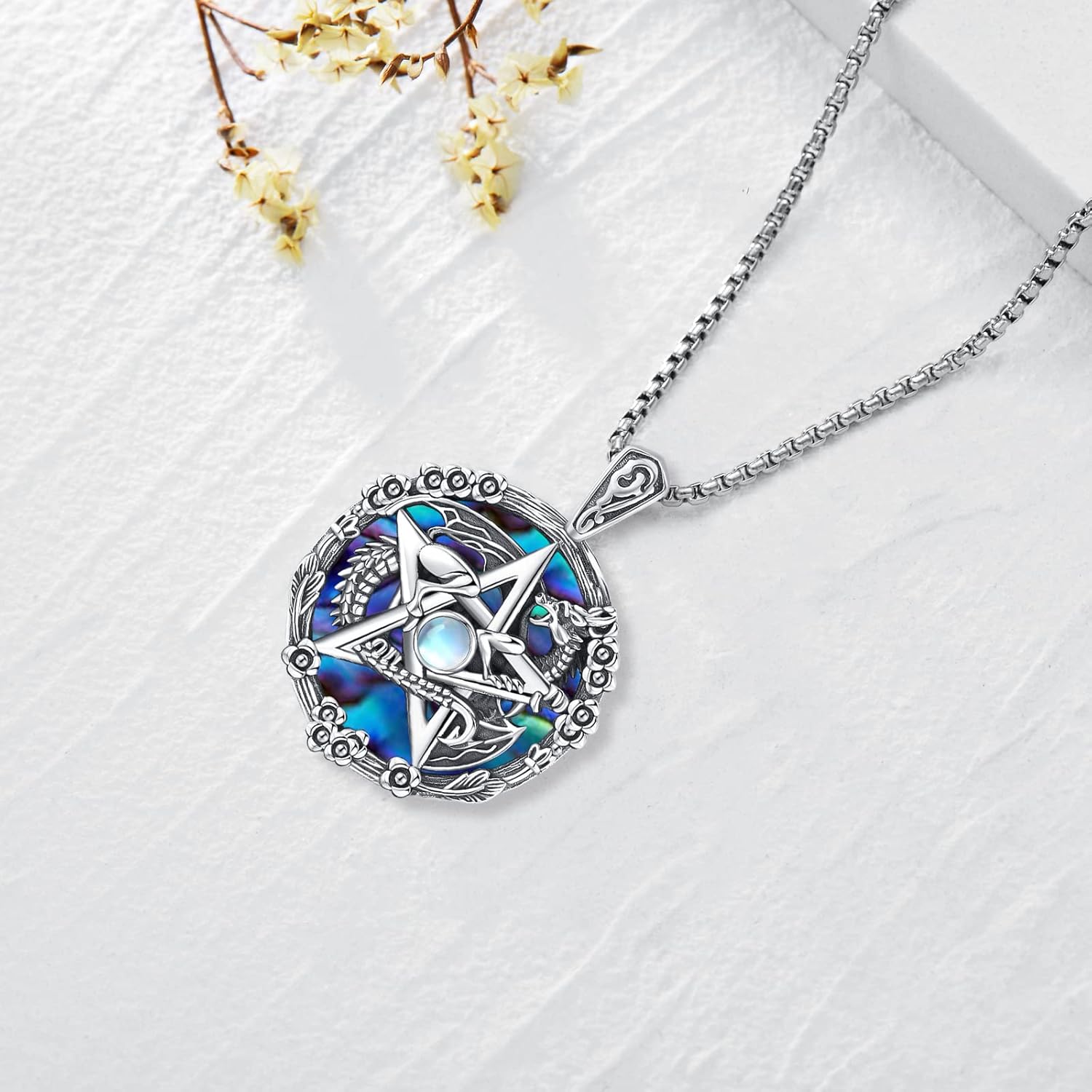 Pentagram Necklace Sterling Silver Triple Moon Goddess/Celtic Knot Witches Knot/Ankh/Sun and Moon/Hecate/Lilith/Santa Muerte/Tetragrammaton Pendant Necklace Pagan Wiccan Magic Egyptian Amulet Jewelry for Women Men - Image 3