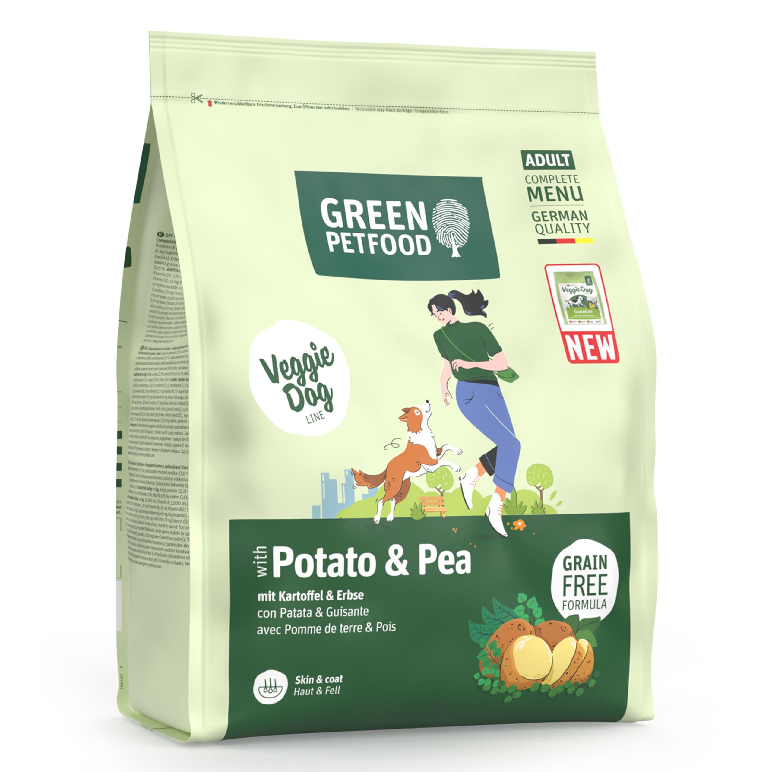 Green Petfood Potato & Pea complete dog food | Vegetarian grain-free recipe | All breed sizes | For dogs with allergies to meat protein | 0.9kg