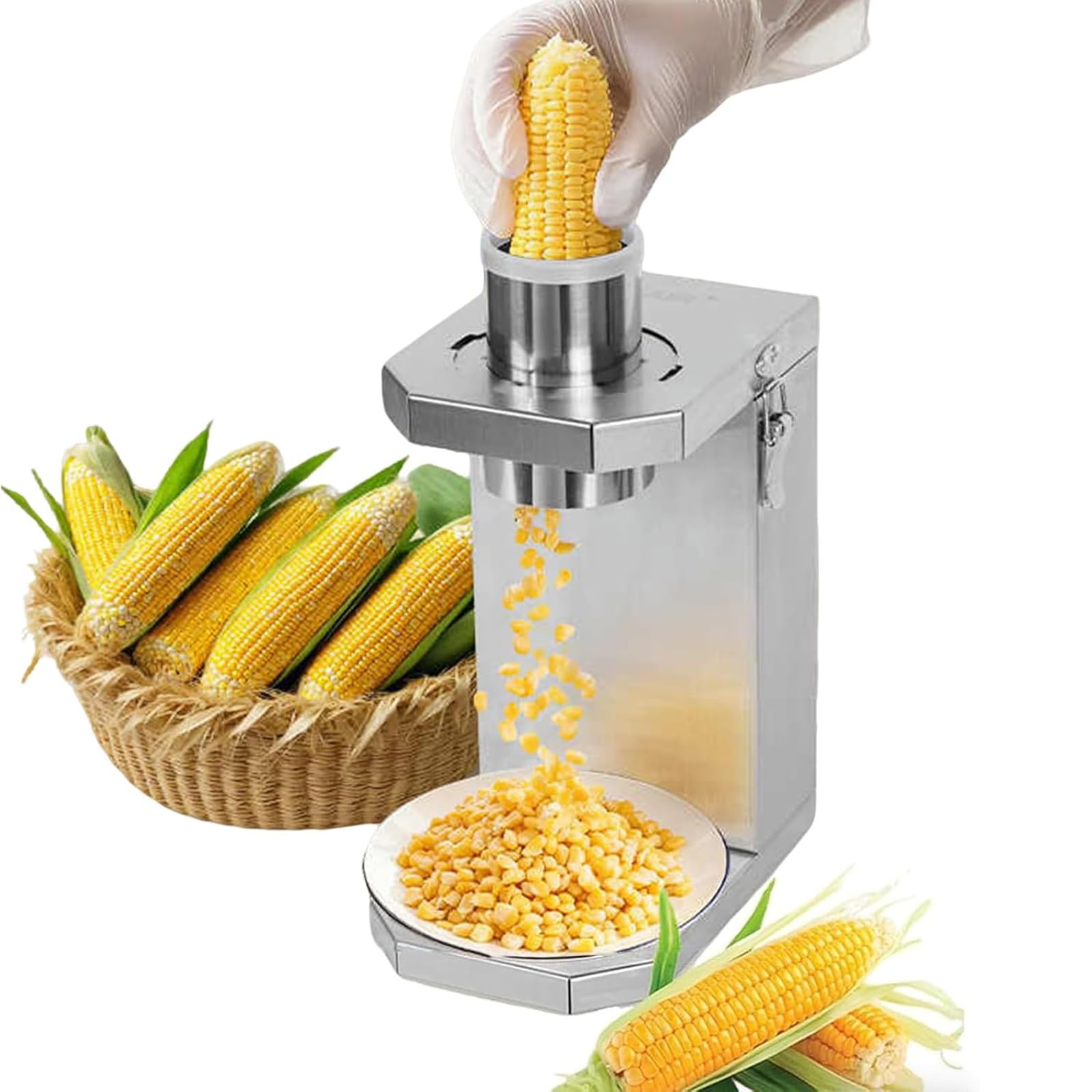 Spelacalli automatico per mais, macchina elettrica con lame in acciaio inossidabile, ingresso di alimentazione da 7 cm, rimovibile, per mais fresco e cotto
