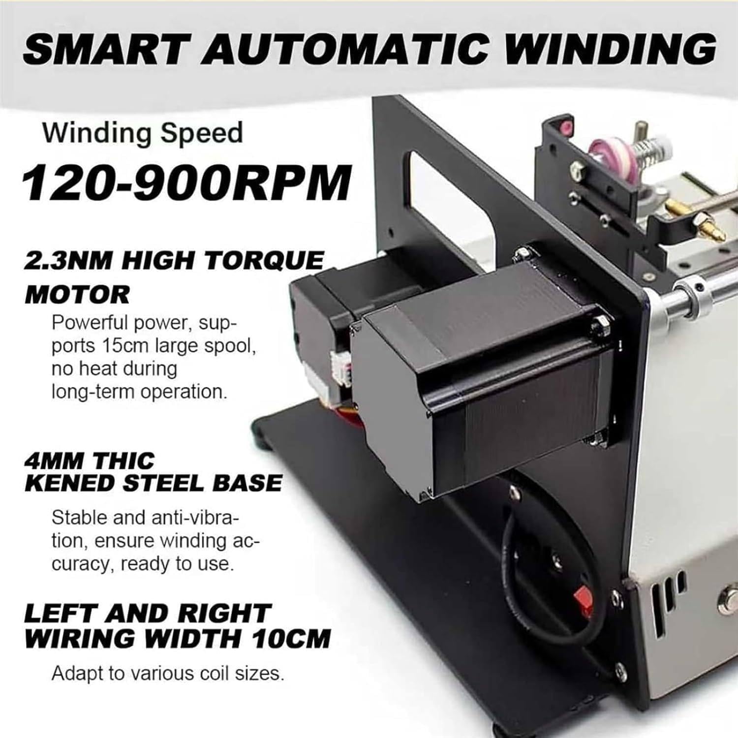 Bobina automatica 900 giri/min con contatore digitale e schermo LCD, allineamento automatico dei cavi per motori, lenza, filo smaltato e saldato (0,02-1,0 mm)