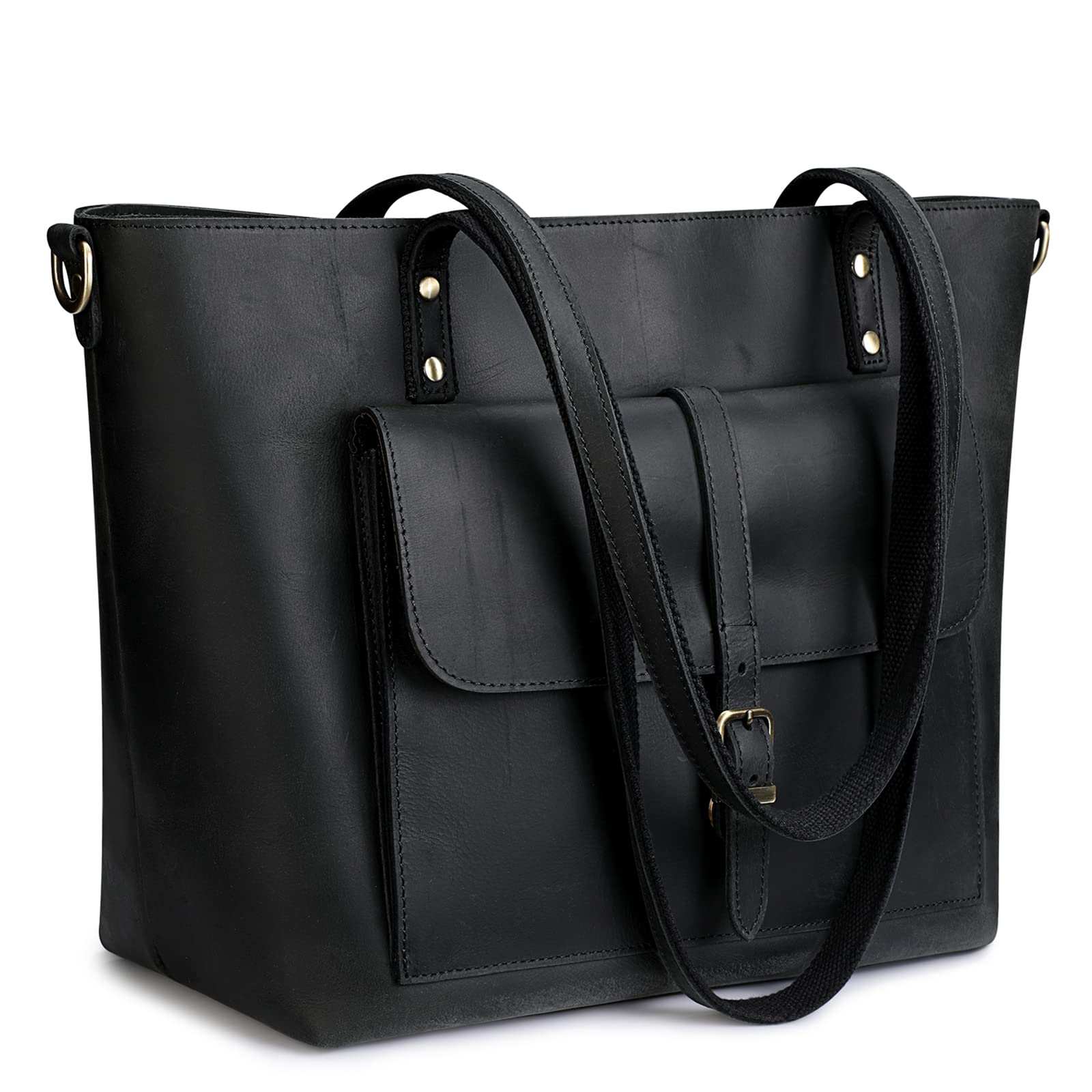 S-ZONE Vrouwen Lederen Top Handvat Satchel Dagelijkse Werk Tote Schoudertas Grote Capaciteit, Zwart, L, Bakken S-ZONE Vrouwen Lederen Top Handvat Satchel Dagelijkse Werk Tote Schoudertas Grote Capaciteit, Zwart, L, Bakken