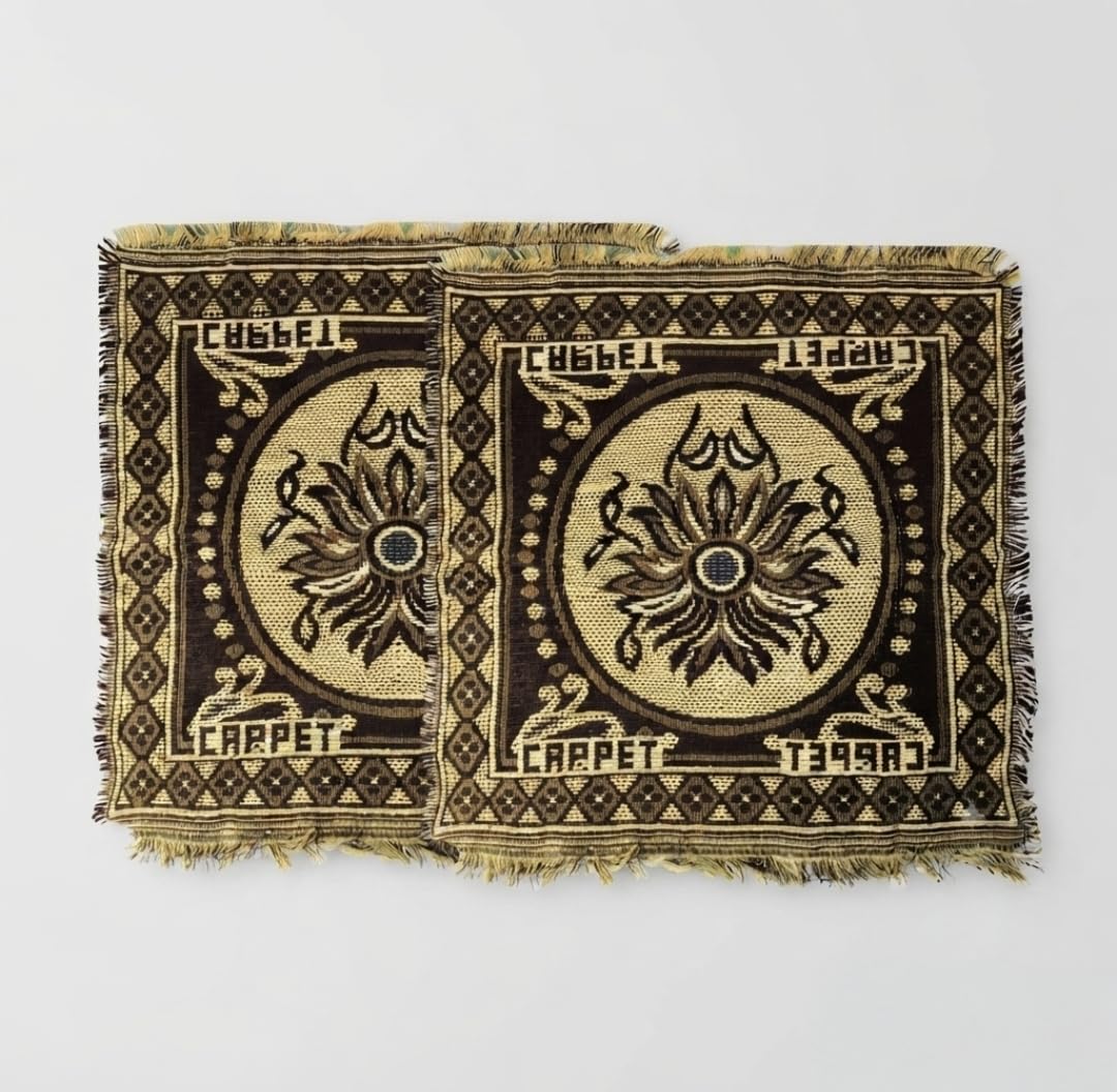 Worship Mats Pooja Asan Meditation Mat Set of 2Set of 2 Worship mats Pooja Asan Premium Velvet Designer Table/Multi-Purpose - Set of 2 (Carpet Coffee)-image-20