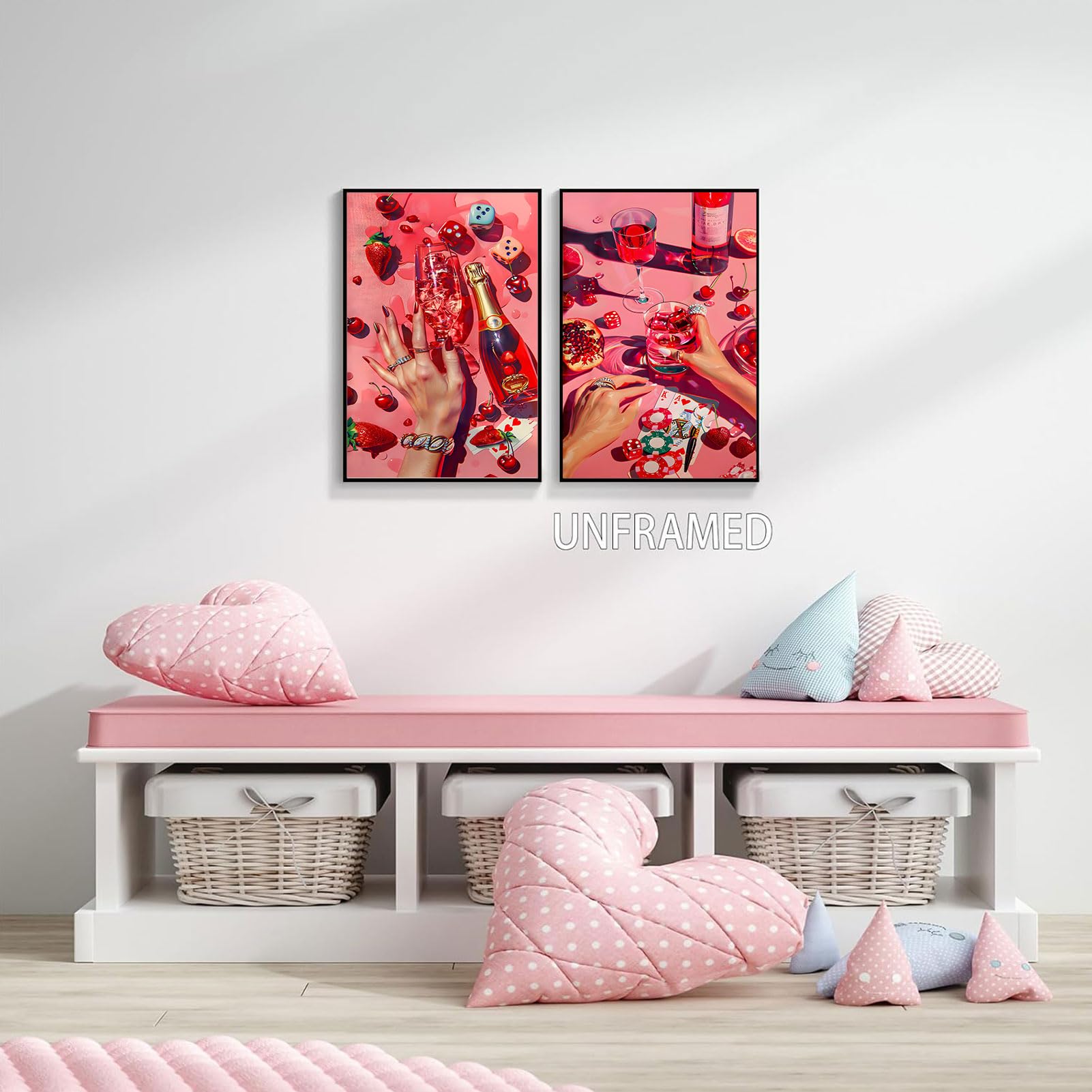 Amazon.com: 2Pcs Pink Girly Poker Wall Art Funky Bar Cart
