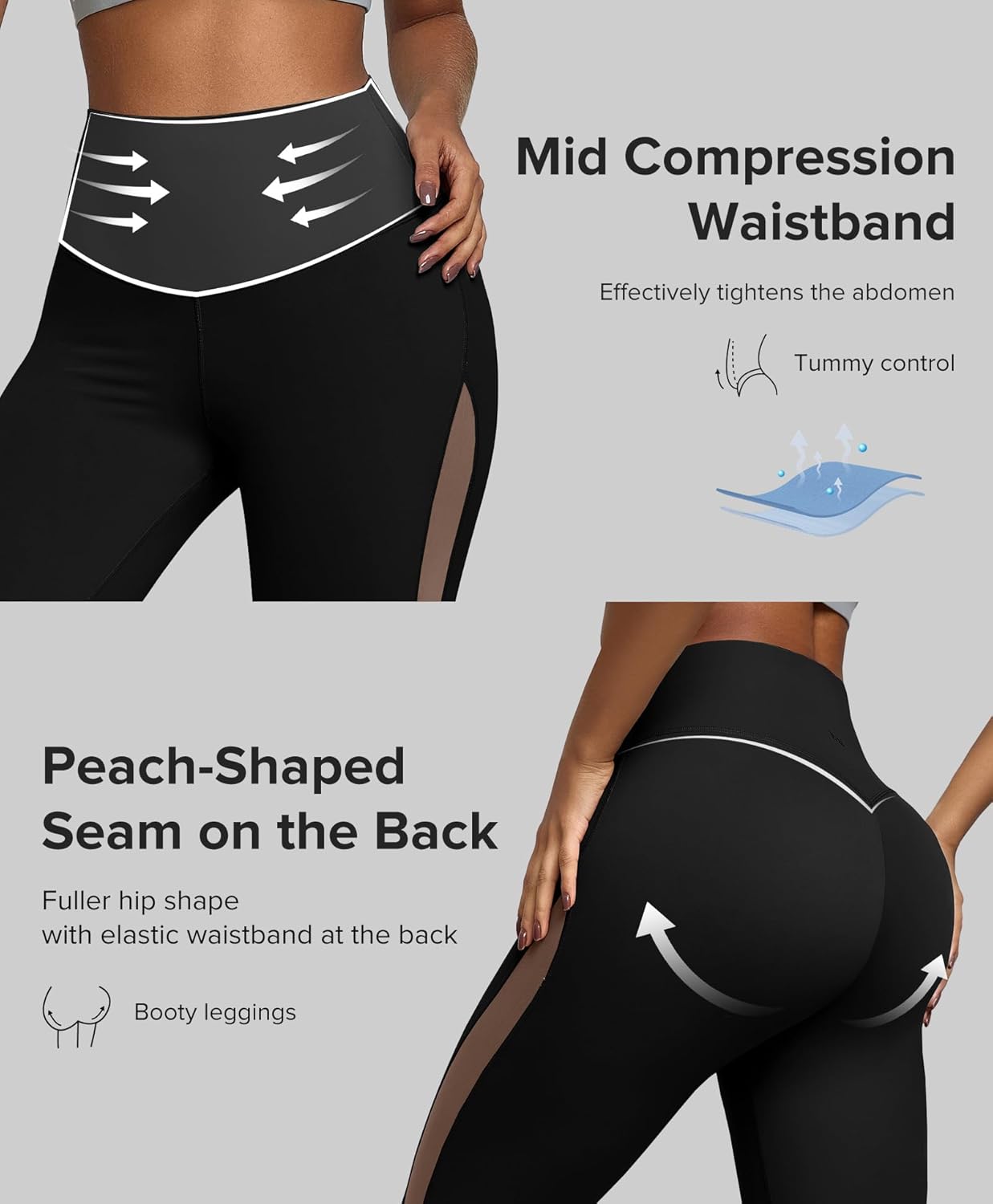 BRXL Compression Leggings with Breathable Mesh Panels for Women Tummy Control Leggings High Waist Workout Athletic Yoga Pants - Image 3