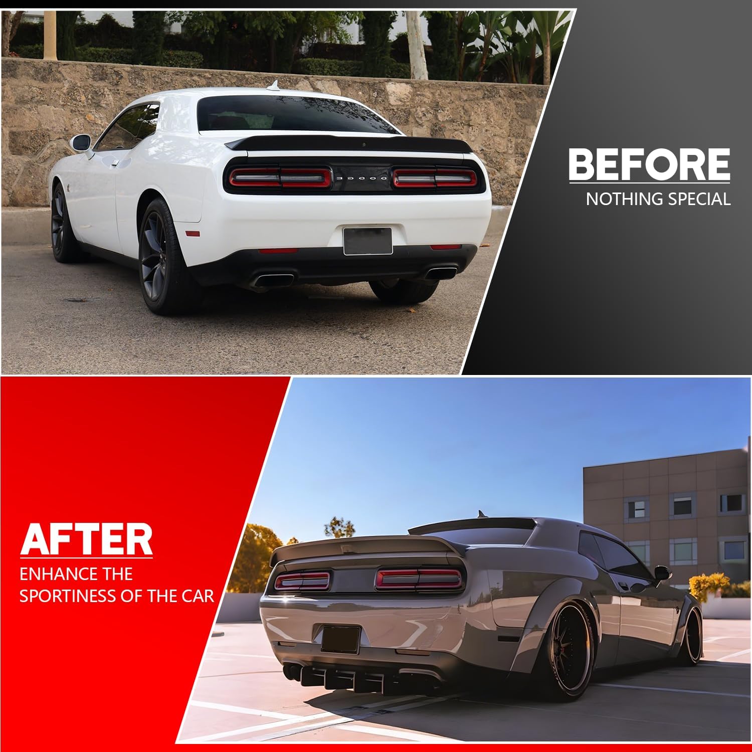 Rear Window Roof Spoiler for Dodge Challenger 2008-2025, Top High Wing Compatible with Dodge Challenger SRT/Hellcat/Scat Pack/RT/SXT All Models (Gloss Black, Roof Spoiler-Duckbill Style)