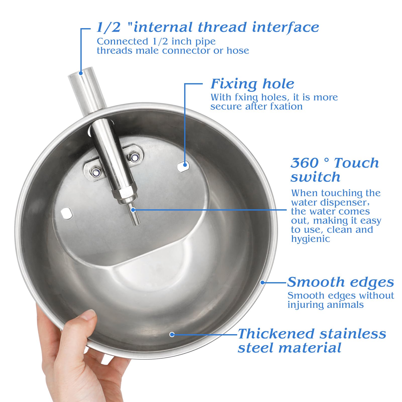 Livestocktool. COM de Acero Inoxidable para Cerdo Bebedero Agua 1/5,1 cm Pinza de corte Cuenco sembrar Cerdo Bebedores Extra Grande