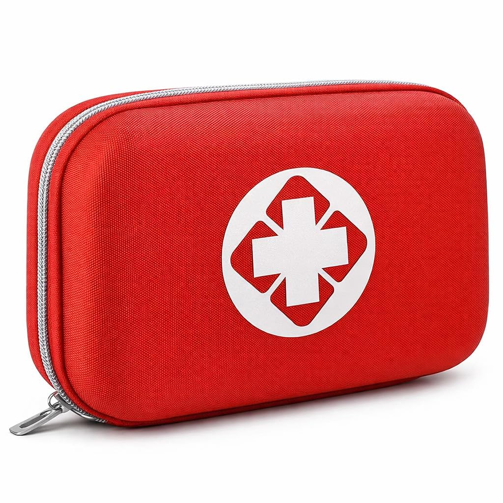 Hard Shell First Aid Storage Case, EVA Medical Organizer Box with Zipper & Mesh Pocket, Shockproof Travel Emergency Kit Bag for Home, Car & Office-image-11