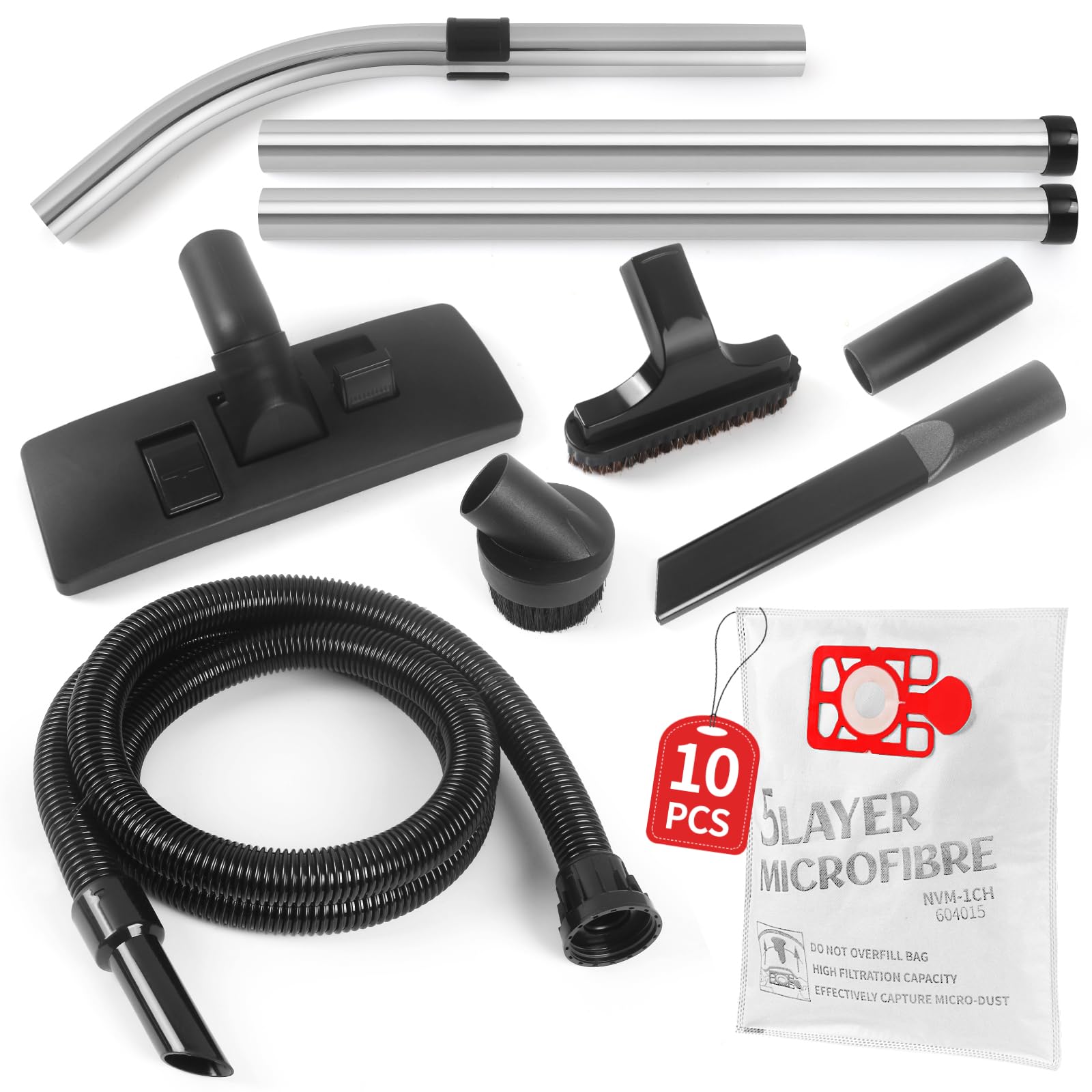 Awinker 10 Packs Hoover Bags with 2.5m Henry Hoover Hose Brush Tool Kits and Attachments Parts Compatible with Numatic Henry Hetty Parts