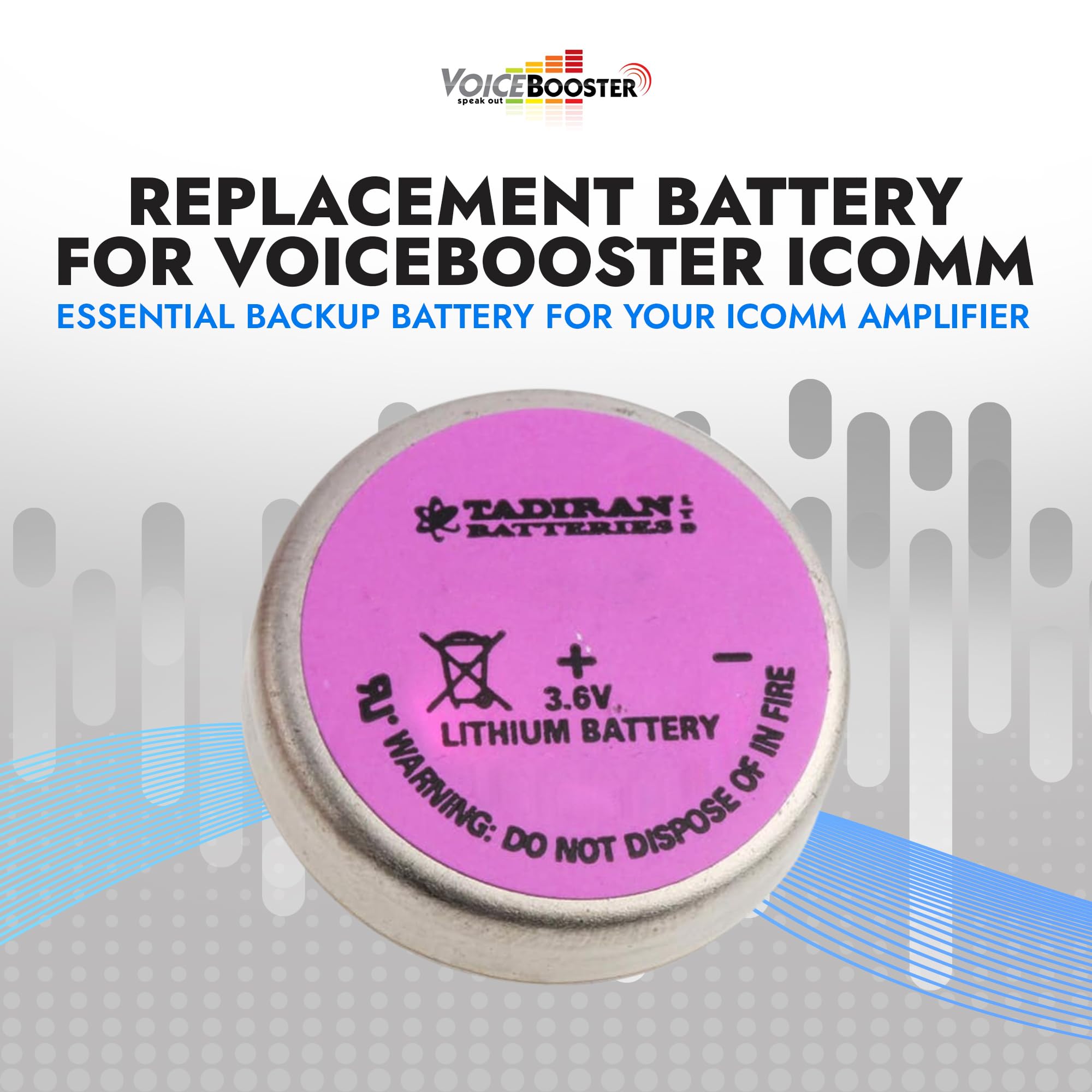 Voicebooster Speak Out iComm Replacement Battery Battery for Static Burst Sound System – Internal Memory Power – Easy Install – Restore Static Sound After Speech – 1-2 Year Lifespan