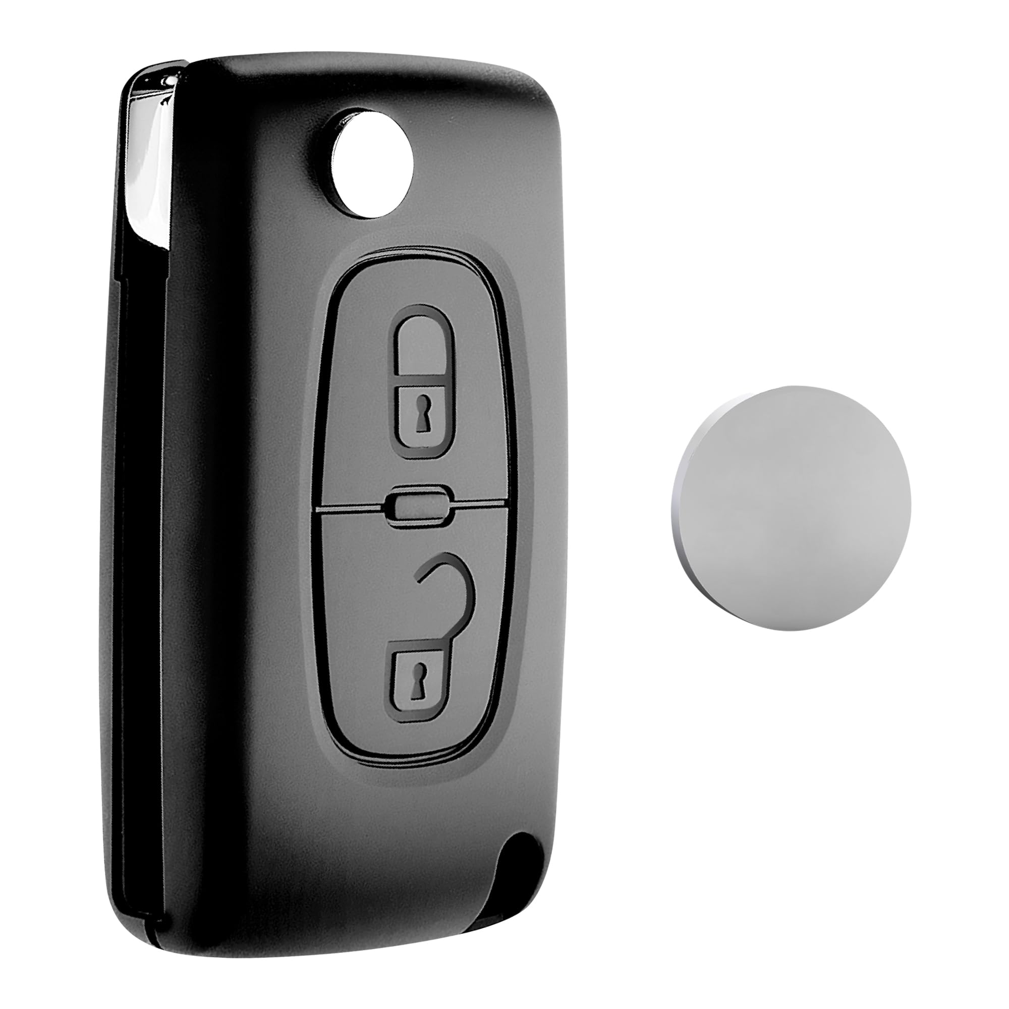 Guscio Chiave 2 Pulsanti senza Lama compatibile Peugeot 207 307 308 407 3008 5008 Citroën C2 C3 C4 C5 C6 C8 con Batteria CR1620