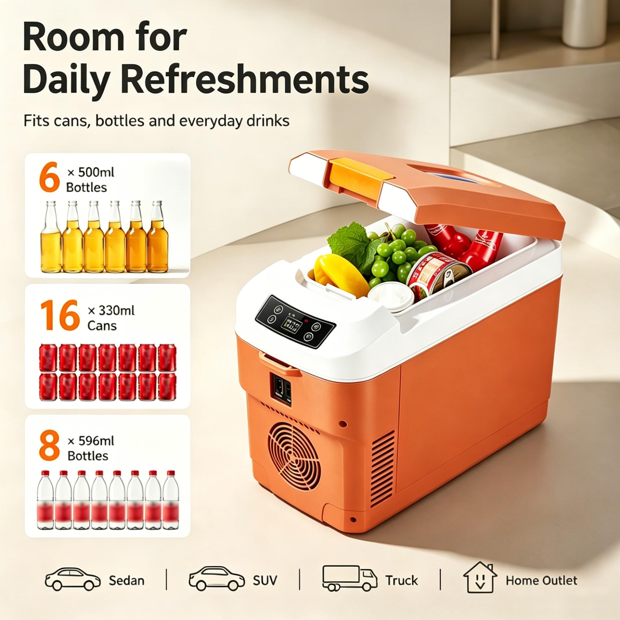 Frigo Portatile 12L 12V/24V, Semiconduttore Freddo Caldo per Camion Casa | 28°C Sotto Ambiente, 65°C Riscaldamento, Controllo Digitale, Antii-vibrazione 45°, Silenzioso per Auto Camion Camper(Black)