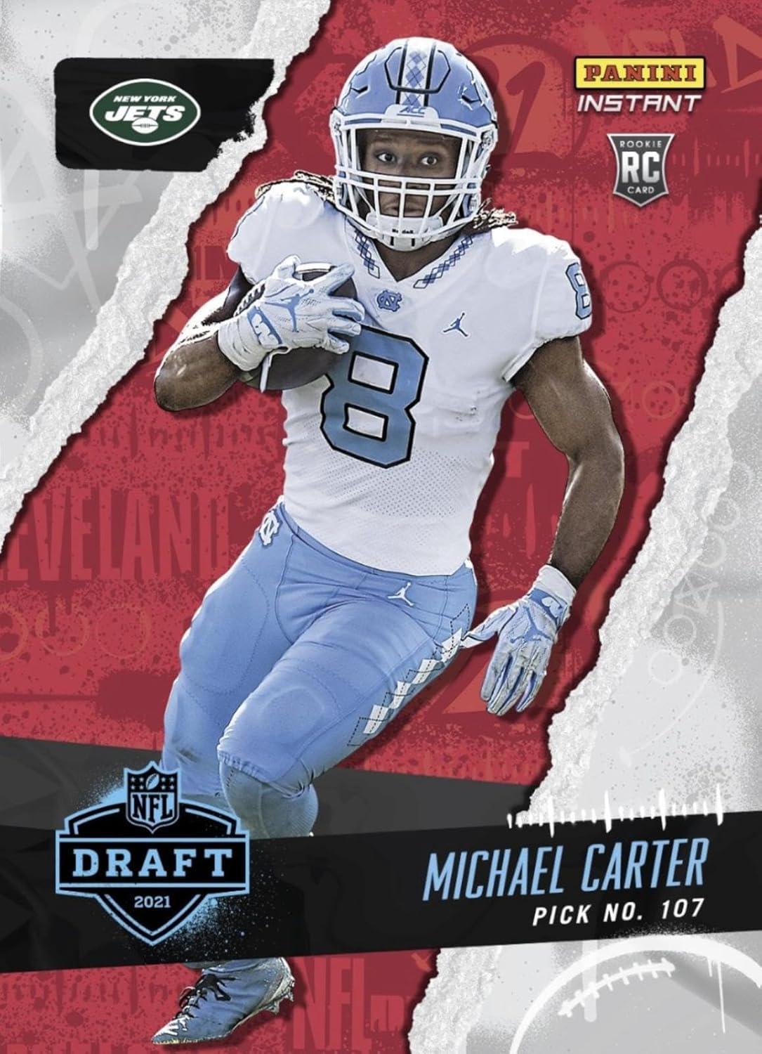 2021 Michael Carter Nfl Draft Night Pick 107 Panini Instant Jets Rookie Card #31 - Football Cards