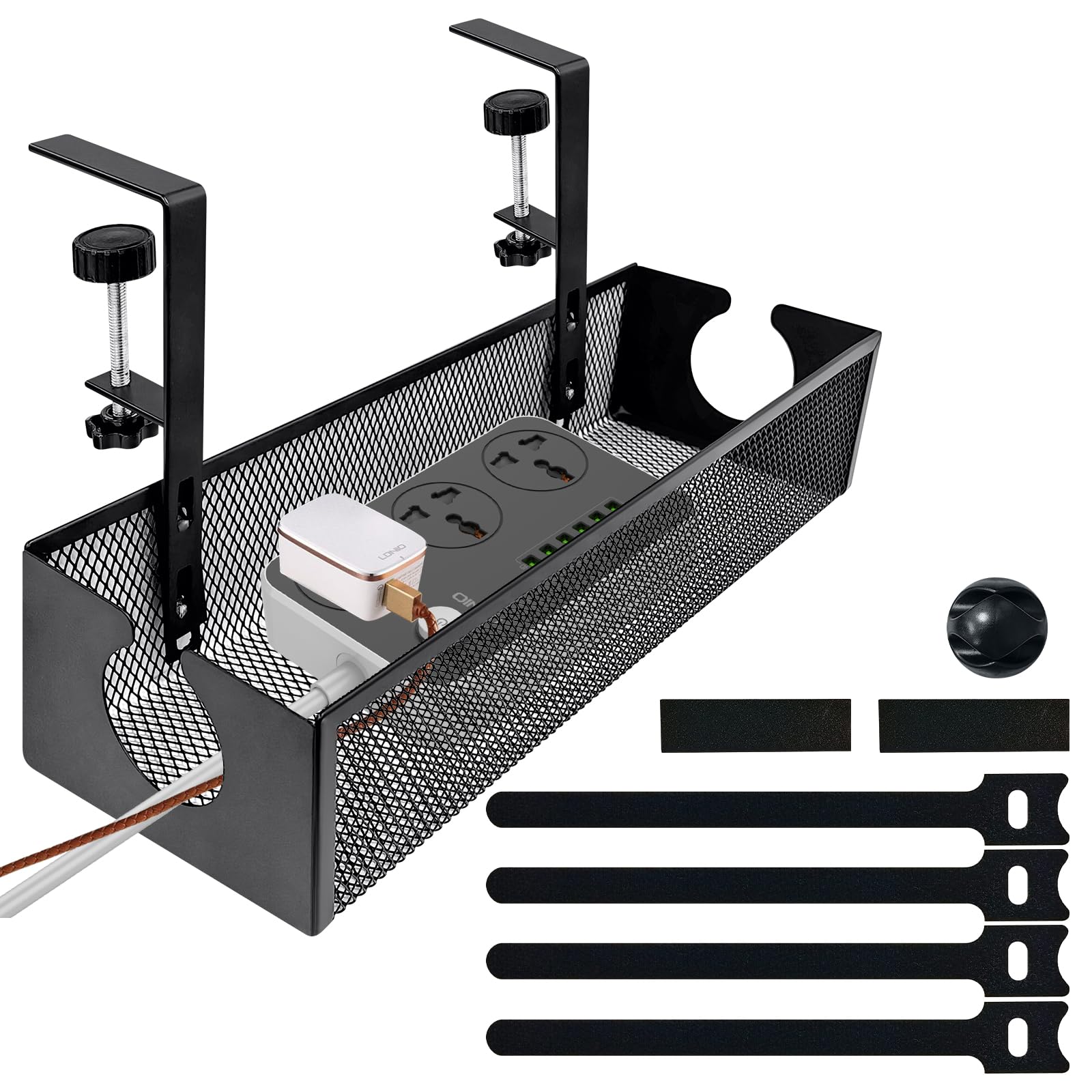 Organizer Cavi Metallo Sotto Tavolo Vassoio Cavi Scrivania Senza Foratura - Organizzatore Cavi Metallico Con 5 Fascette | Gestione Filo Sotto Tavolo Ufficio Casa Organizzatore Cavi Ufficio - 6