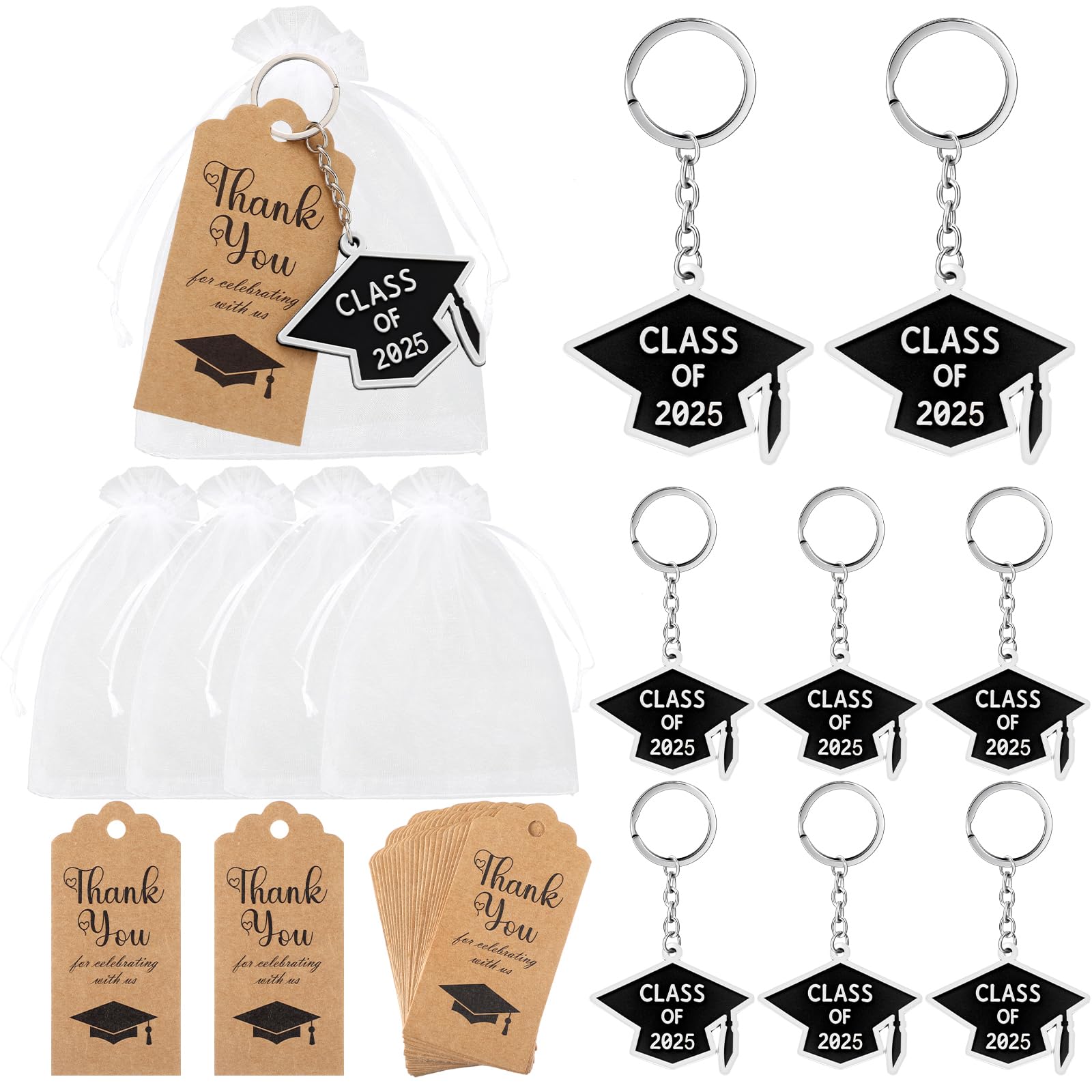 PENTA ANGEL 88-Piece Graduation Keychain Making Kit - 2024 Charms, Diploma, Cap, Fountain Pen, Jump Rings & Keyrings - View #8