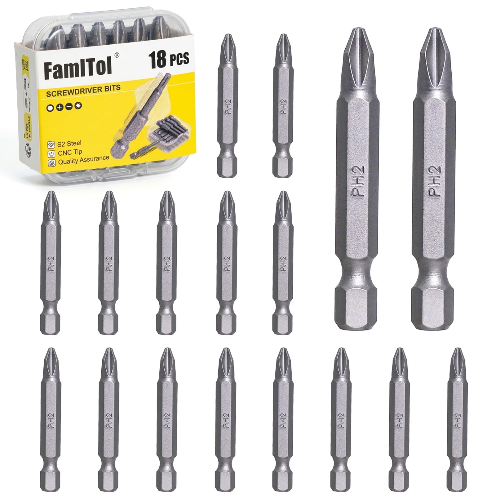 18-Piece Impact Phillips Bit Set - S2 Steel -1