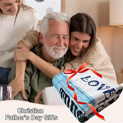 Miniatura 8 de Manta Cristiana Regalos de Cumpleaños para Mujeres y Hombres, Manta Inspiracional con Escritura y Versículo Bíblico Regalos Religiosos (Azul Marino,