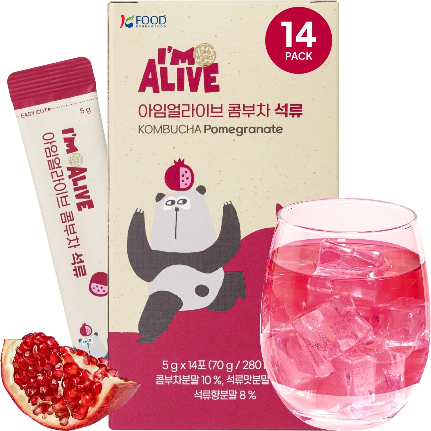 Amazon.com: Korean Food I'm Alive Kombucha Powder Pomegranate(5g