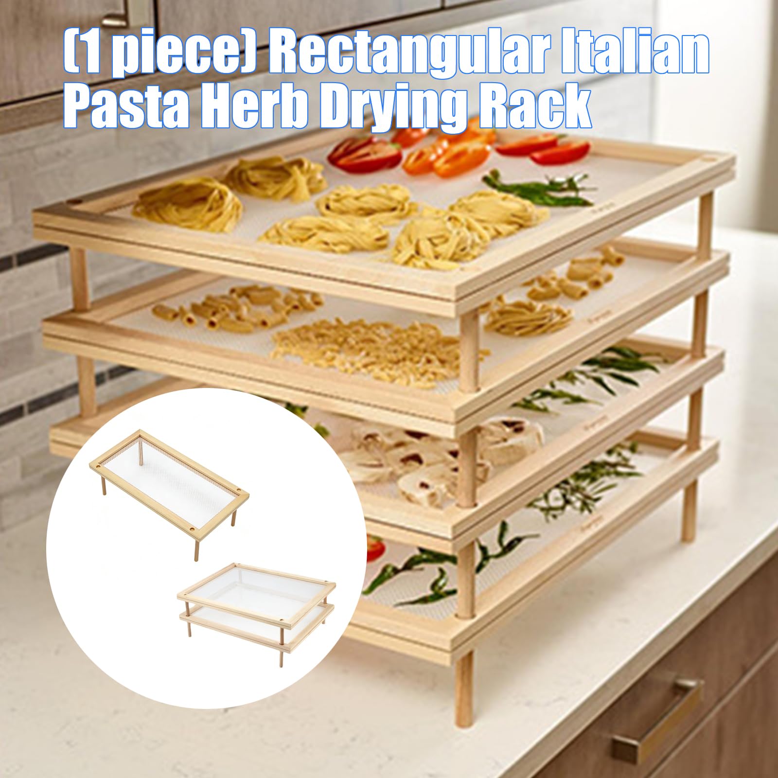 Soporte de Secado Multiusos de Madera Natural para pastas Italianas y Estante de Almacenamiento para hogar