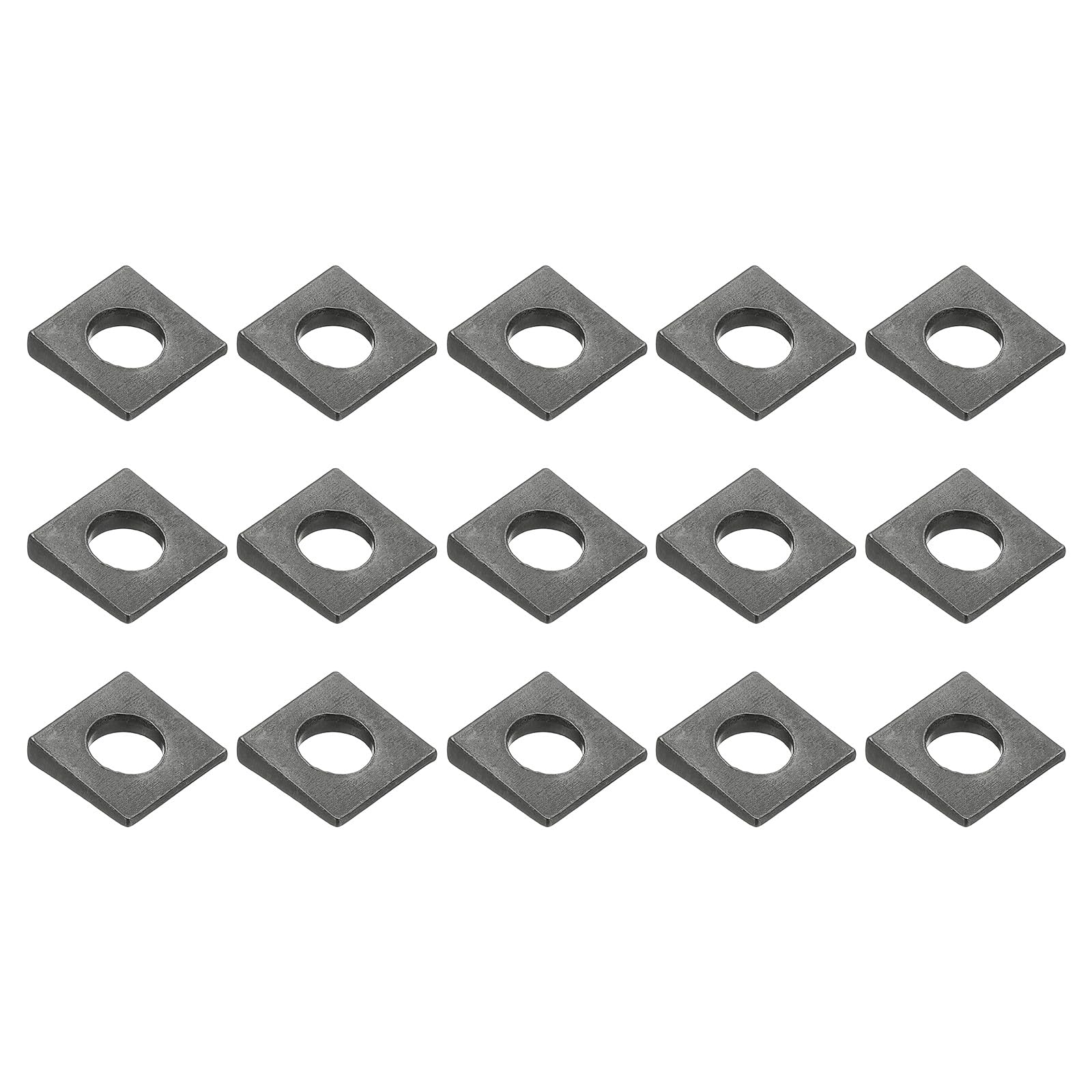 PATIKIL 15pcs Beveled Square Washers, M10x22mm Square Beveled Washers Bearing Strut Plate Flat Pad Spacer Carbon Steel for 10mm Bolts Wedge Shim Leveling Fastener Nut Bolt Gasket, Black