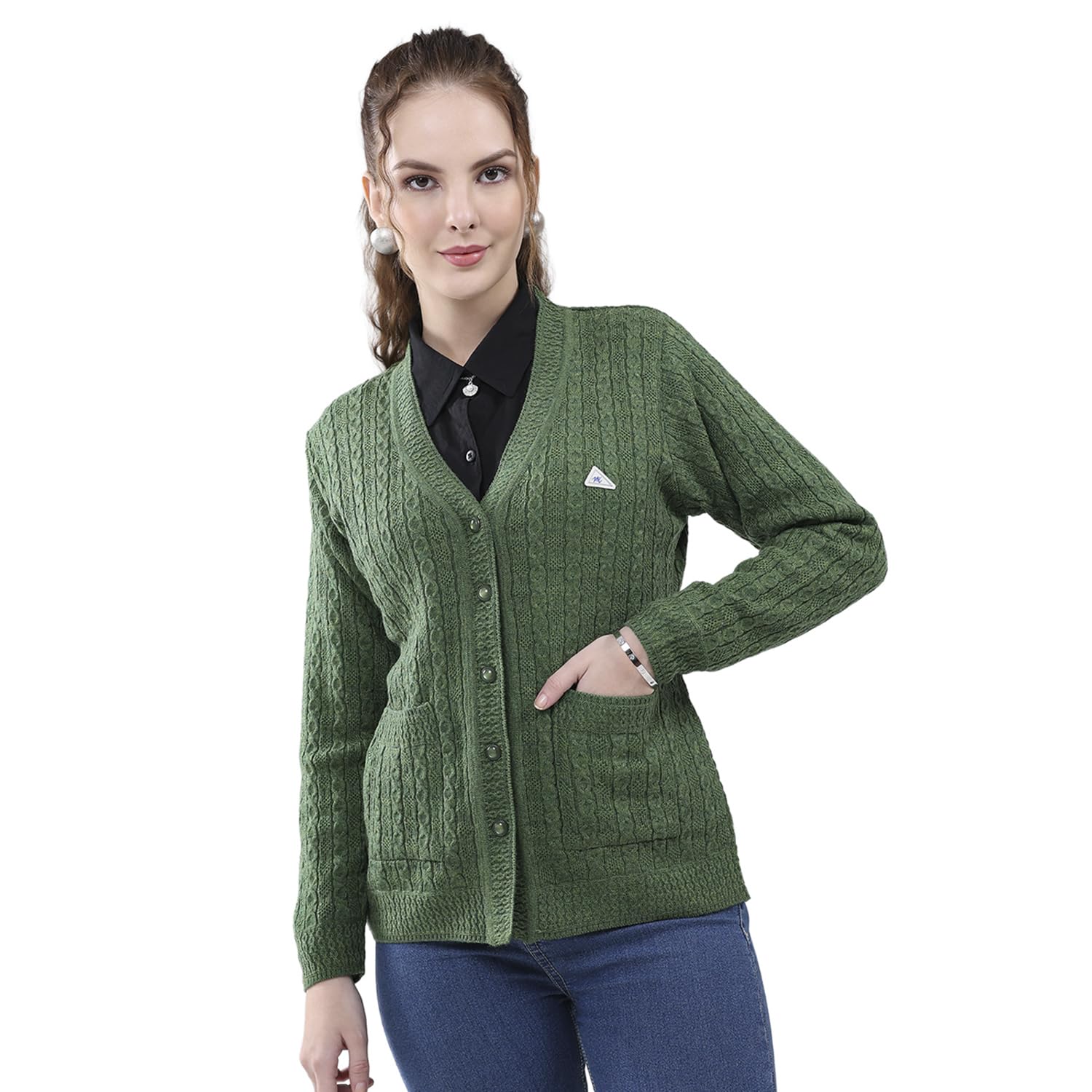 Women’s Regular Fit Self Design V-Neck Full Sleeve Cardigan | Fashionable Pattern | Cozy Warm Fabric | Stylish Winter Wear Cardigan for Women (Pack of 1)
