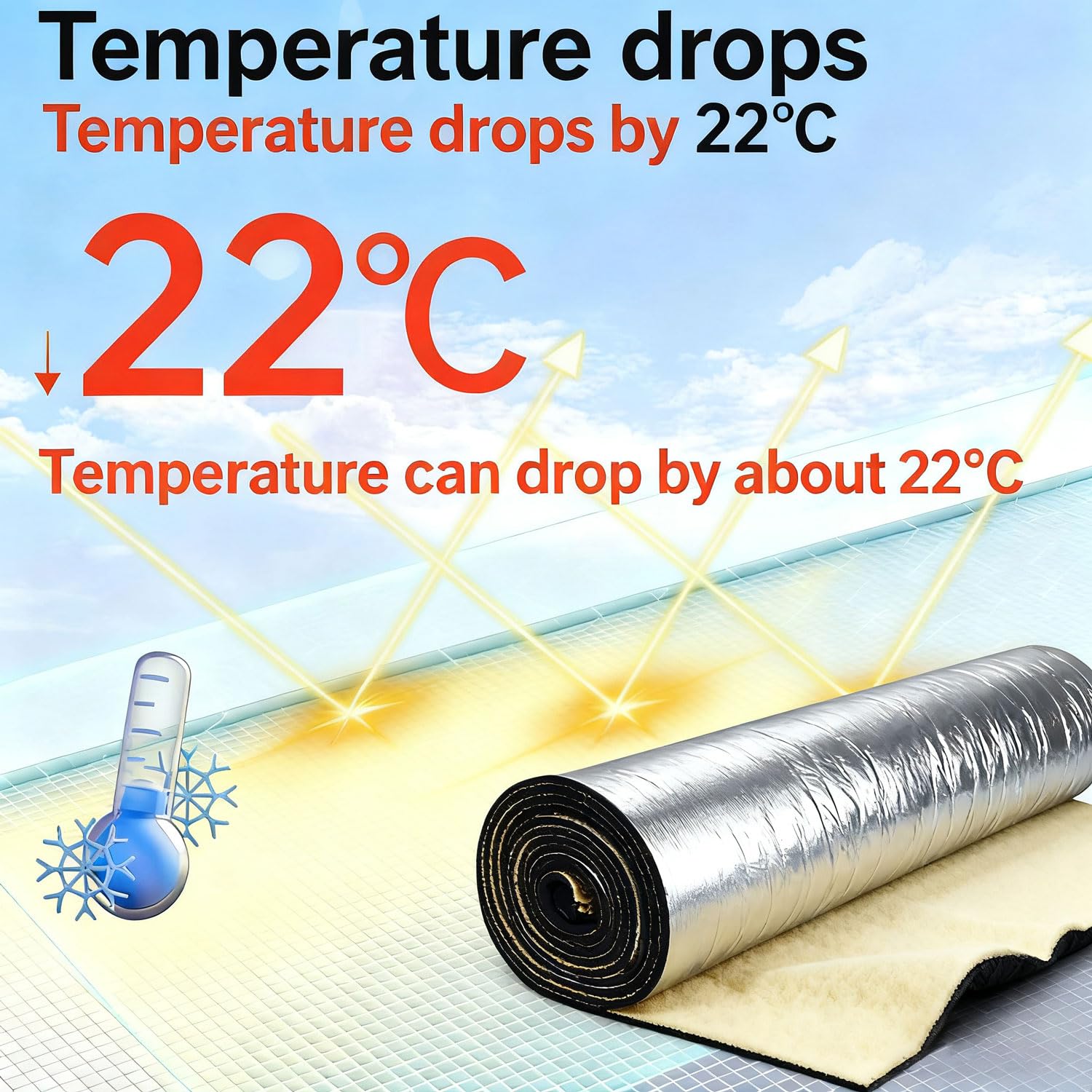 Autoadhesivo Aislante Térmico Aluminio 10mm Insonorización Coche Espuma Impermeable 1x10m