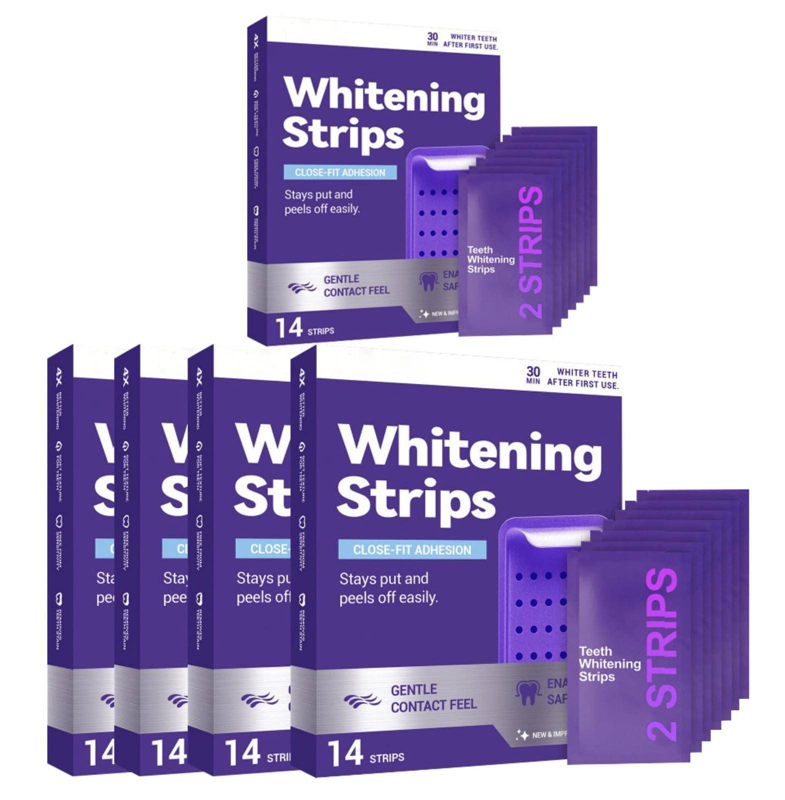 14 Piezas Tiras de Blanqueamiento Dental Violeta, Tiras Limpiadoras para Blanqueamiento, Fáciles de Usar, Eliminan las Manchas de Café y Té, Aliento Fresco, Cuidado Diario