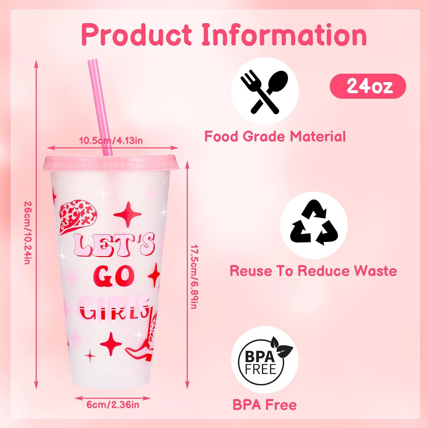 12 Pcs Western Cowgirl Cups with Lids and Straws, Glitter Tumbler 24 oz Cowgirl Party Favors Drinking Cups for Valentine's Day Western Party Favors Wedding Birthday Party Supplies - Image 2