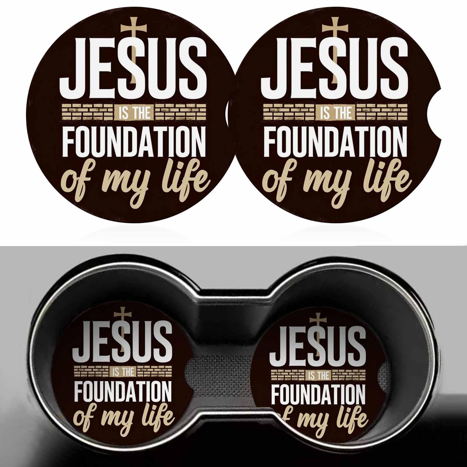 Foundation of My Life Car Cup Holder Coaster 2 Pack Absorbent Ceramic Car Coasters for Cup Holders Car Accessories Interior Universal Anti Slip Cork