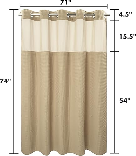 Miniatura 6 de Cortina de ducha apta para hotel, no necesita ganchos, forro con ganchos a presión, repele el agua, lavable en lavadora