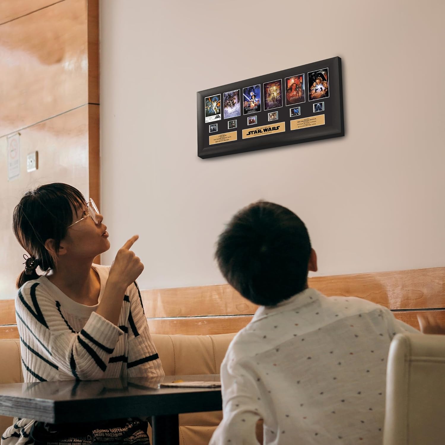 FILMCELLS Star Wars: Through The Ages Episodes 1-6 20" x 11" Framed Deluxe Wall Art with 35mm Film from Each Movie - Officially Licensed Collectible with Certificate of Authenticity USTR09