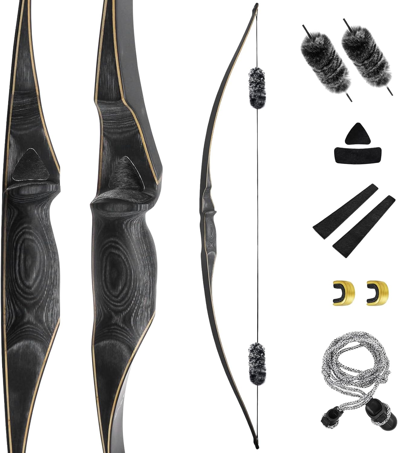 60 Inch One Piece Longbow Right Hand 20-40Lbs Long Bows Archery with Stringer Tool Long Bow for Hunting Shooting