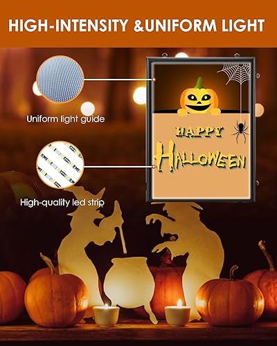 Miniatura 4 de Spolehli Marco de póster LED de 24 "× 36 ", marco a presión con interruptor de atenuación, marco de póster de película retroiluminado iluminado en