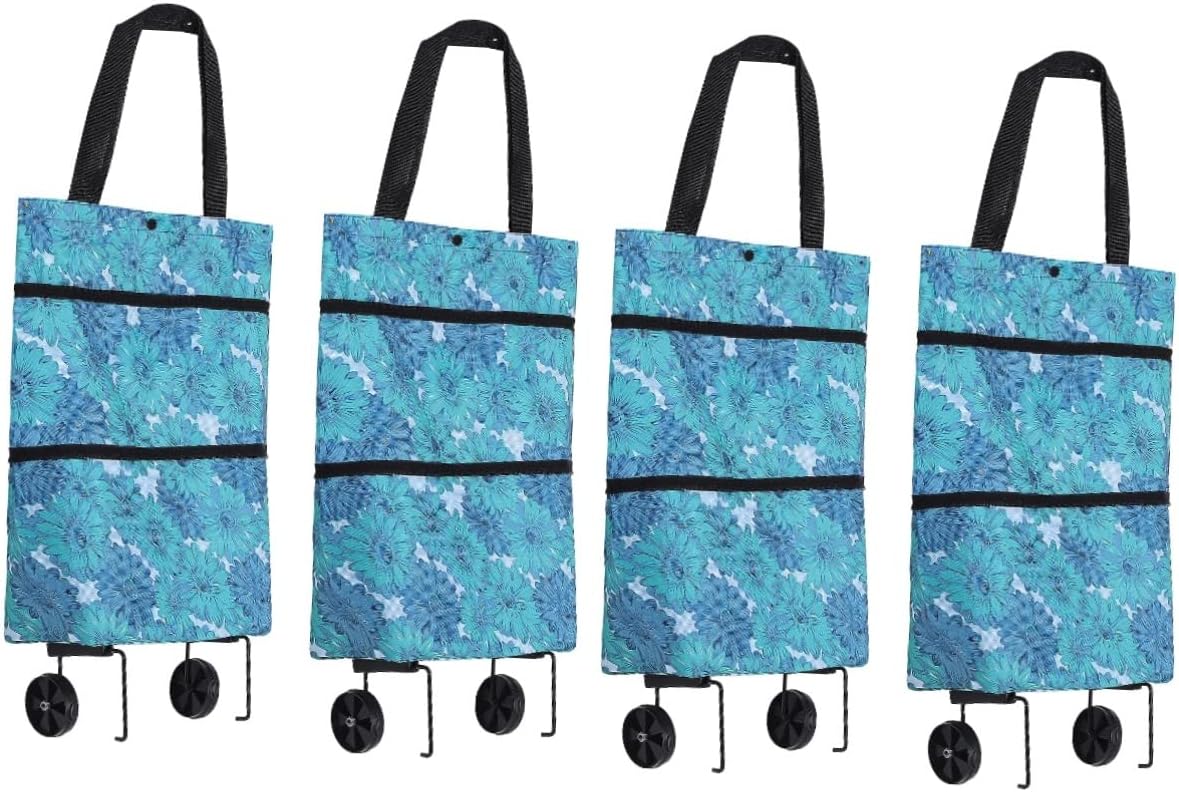 Ciieeo 4 Pcs Portable Tug Bag Foldable Shopping Cart