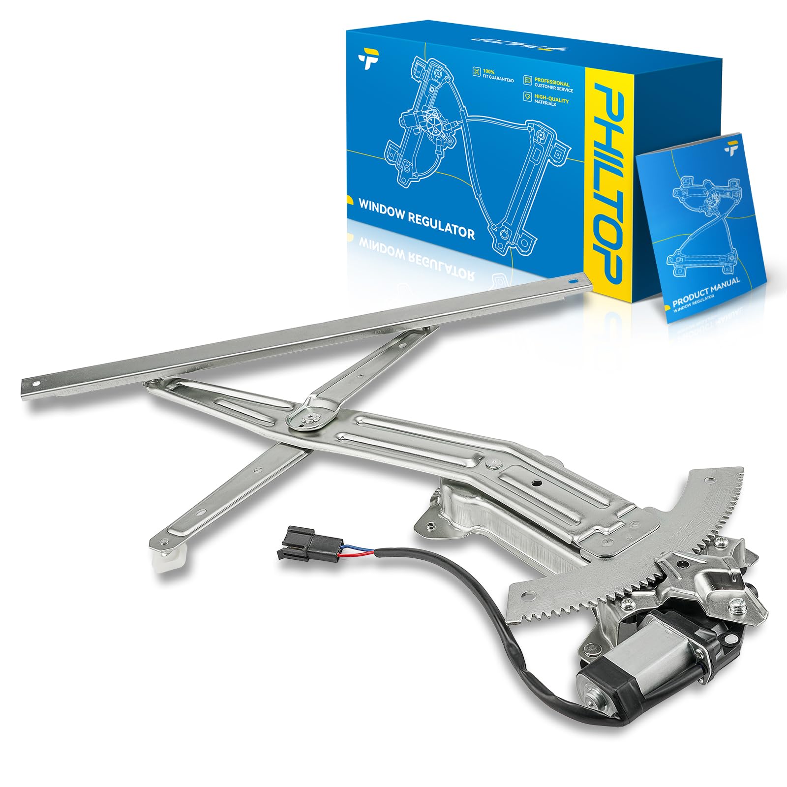 PHILTOP 741-127 Power Window Regulator w/Motor Front Right Passenger Side
