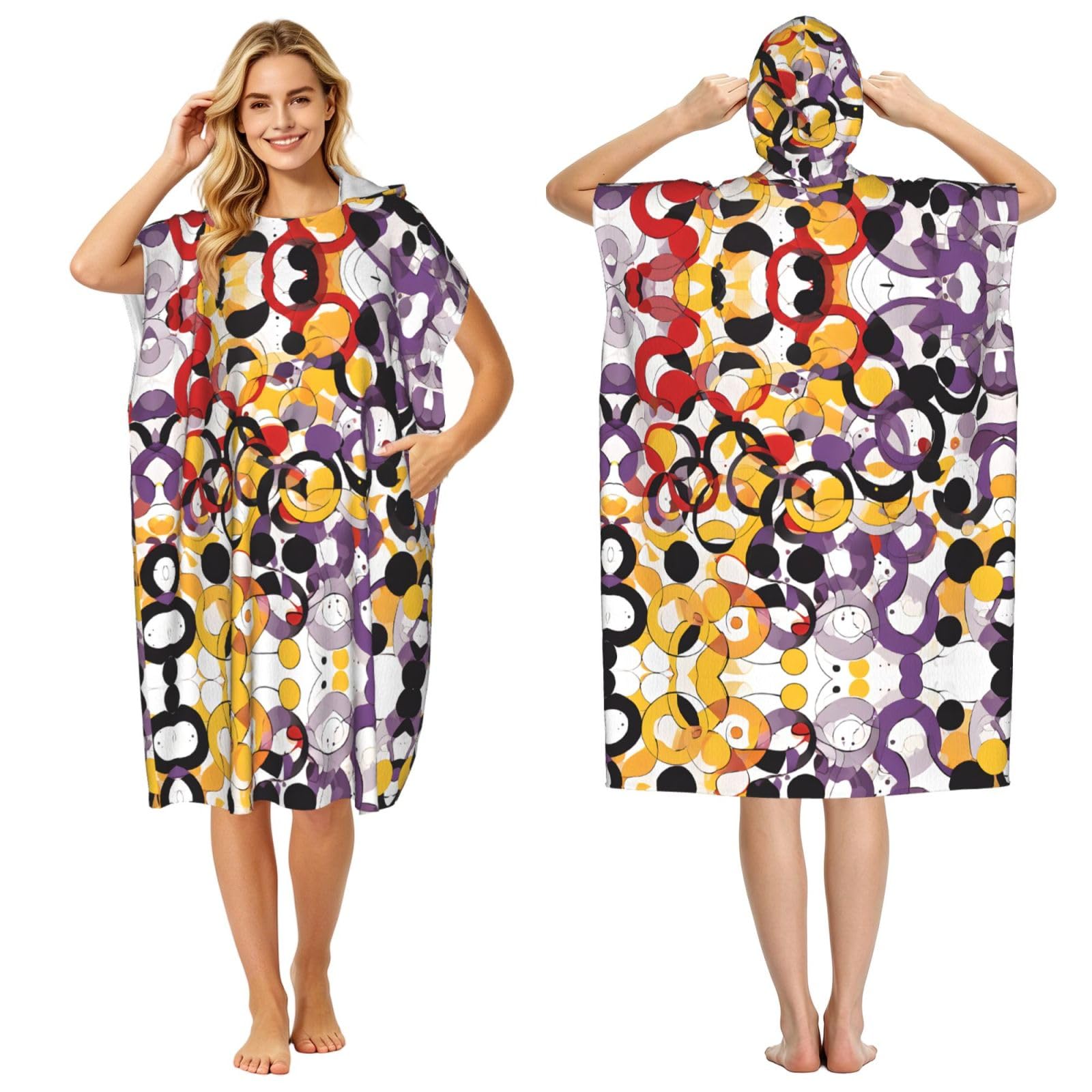 Poncho à capuche en microfibre léger pour surf et bain serviette change adulte