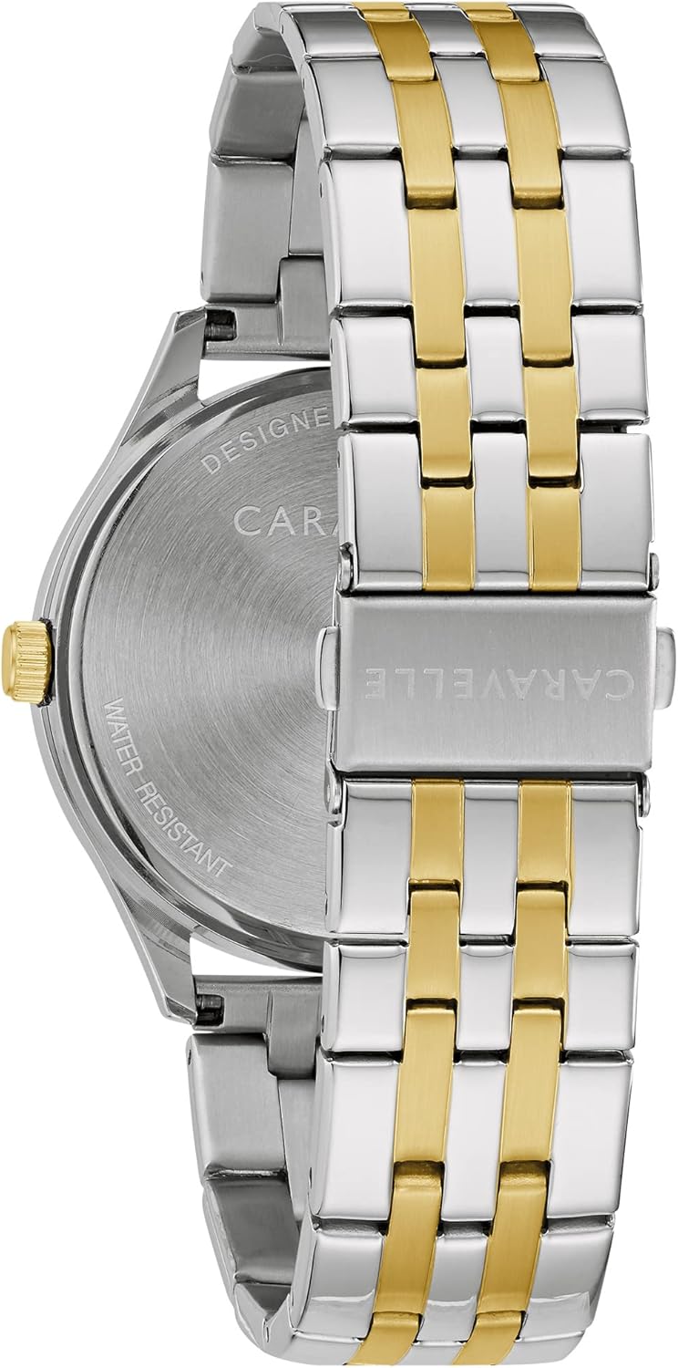 Bulova Caravelle Men's Classic Two-Tone Stainless Steel 3-Hand Date Watch and Bracelet Box Set, 41mm Style: 45K000 - Image 4