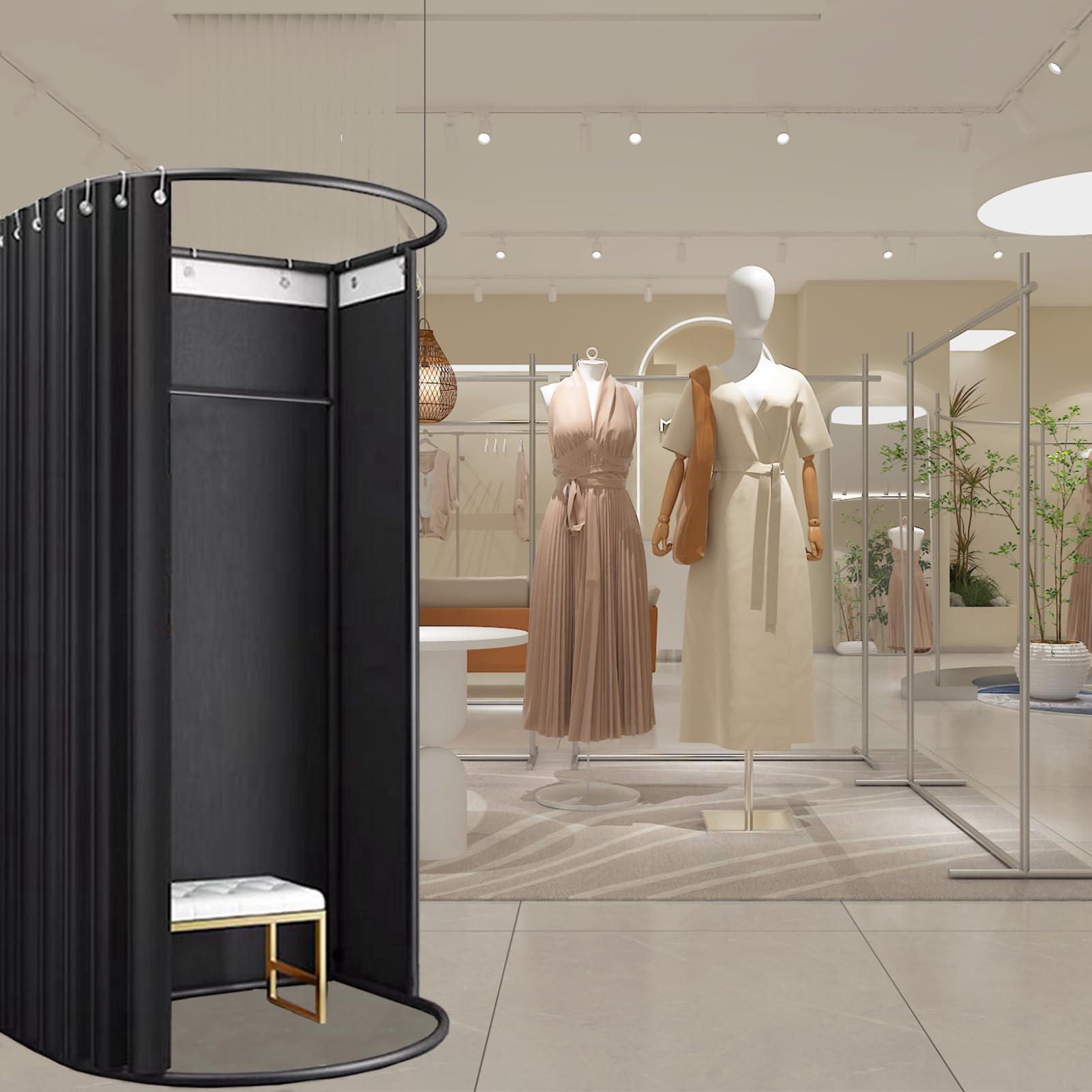 Probador Tienda De Ropa, Portátiles Móvil Temporal Vestuario Independiente, Vestuario Independiente en Forma de U para Centros Comerciales y Oficinas, Protección de la Privacidad, 200 x 100 x 95 CM