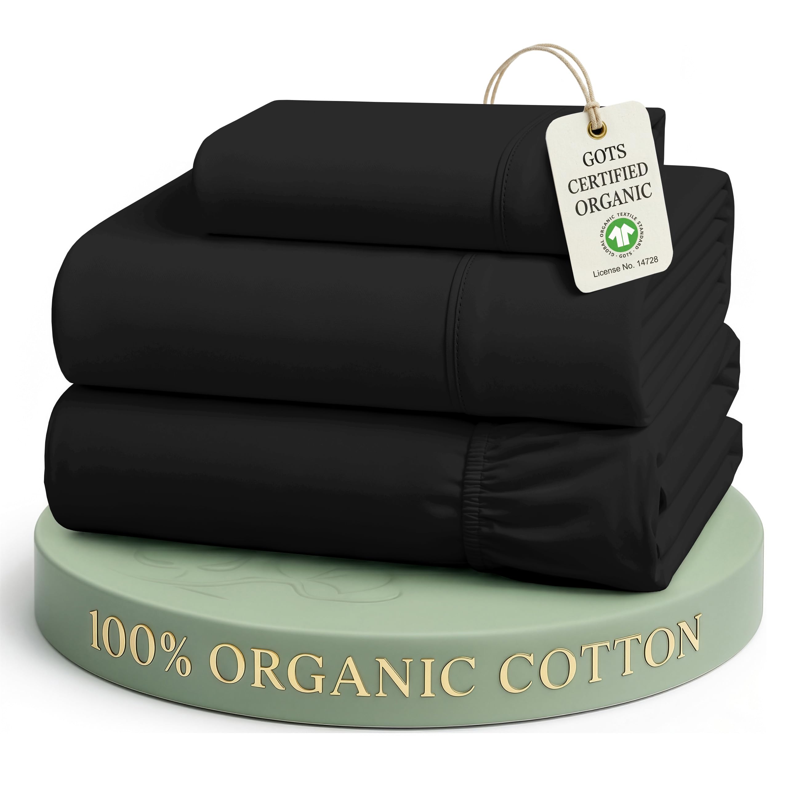 Photo 1 of LANE LINEN Twin Bed Sheets Cotton 100% Organic Cotton GOTS Certified Percale Weave Deep Pocket 3 Piece Soft Breathable Cooling Lightweight All Season Machine Washable Crisp - Black