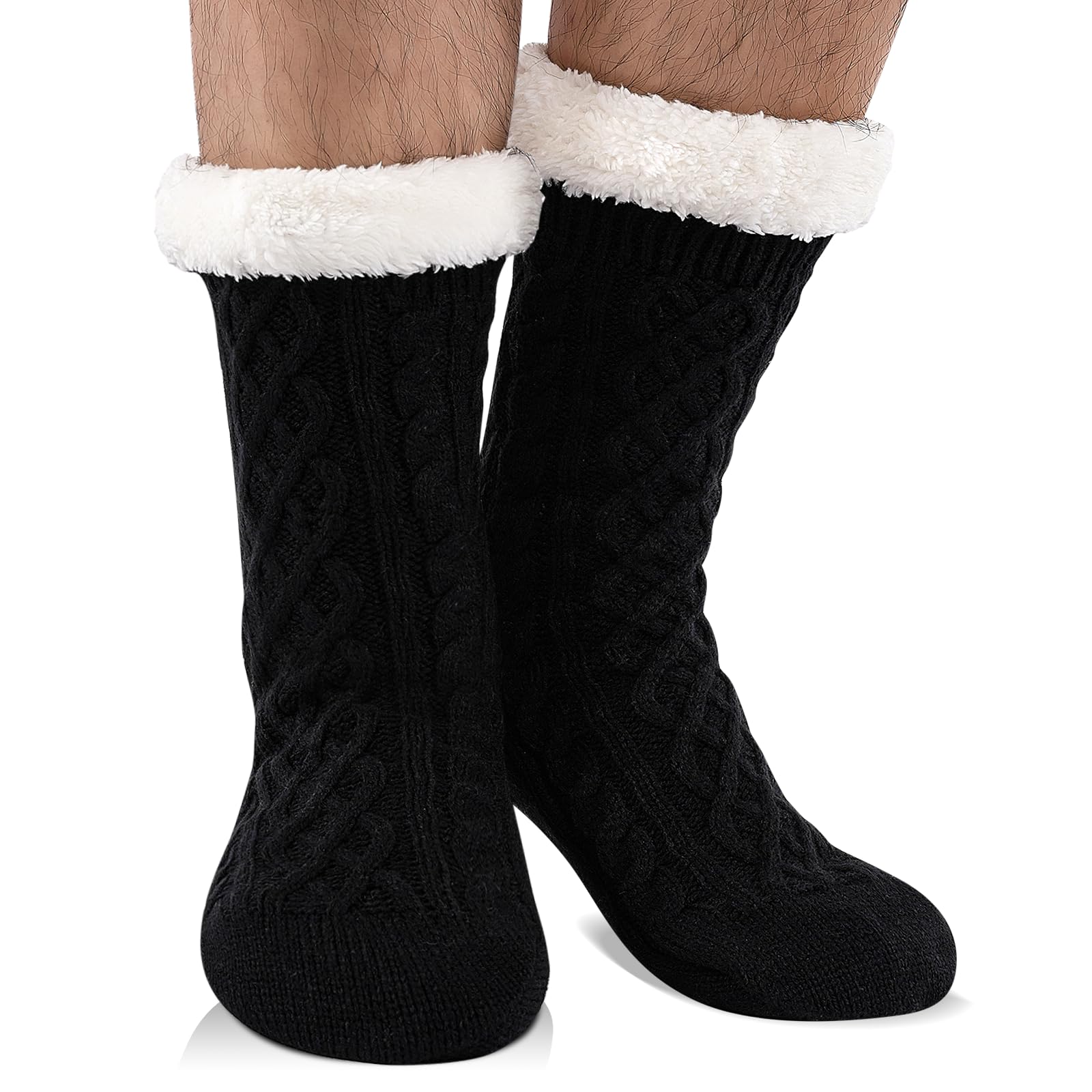 SockWaddles Kuschelsocken Herren, dick, rutschfest, weich und warm, 39–46 | Flauschige Haus- und Bettsocken mit rutschfesten Noppen; weich und warm für kalte Wintertage auf Holz- und Fliesenböden.