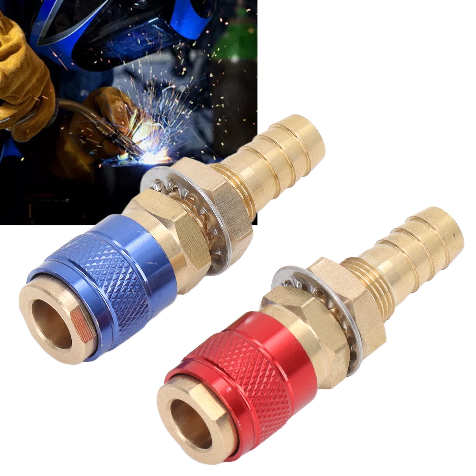Raccord Rapide Refroidi à L'eau et Adaptateur de Gaz, Connecteur Rapide en Laiton pour Torche de Soudage PTA DB MIG TIG(10mm)