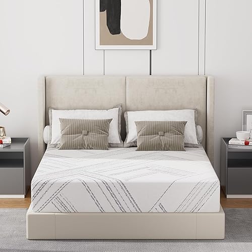 Colchón híbrido King de 10 pulgadas con aislamiento de movimiento, colchón de espuma viscoelástica de gel refrigerante con colchón de firmeza media,