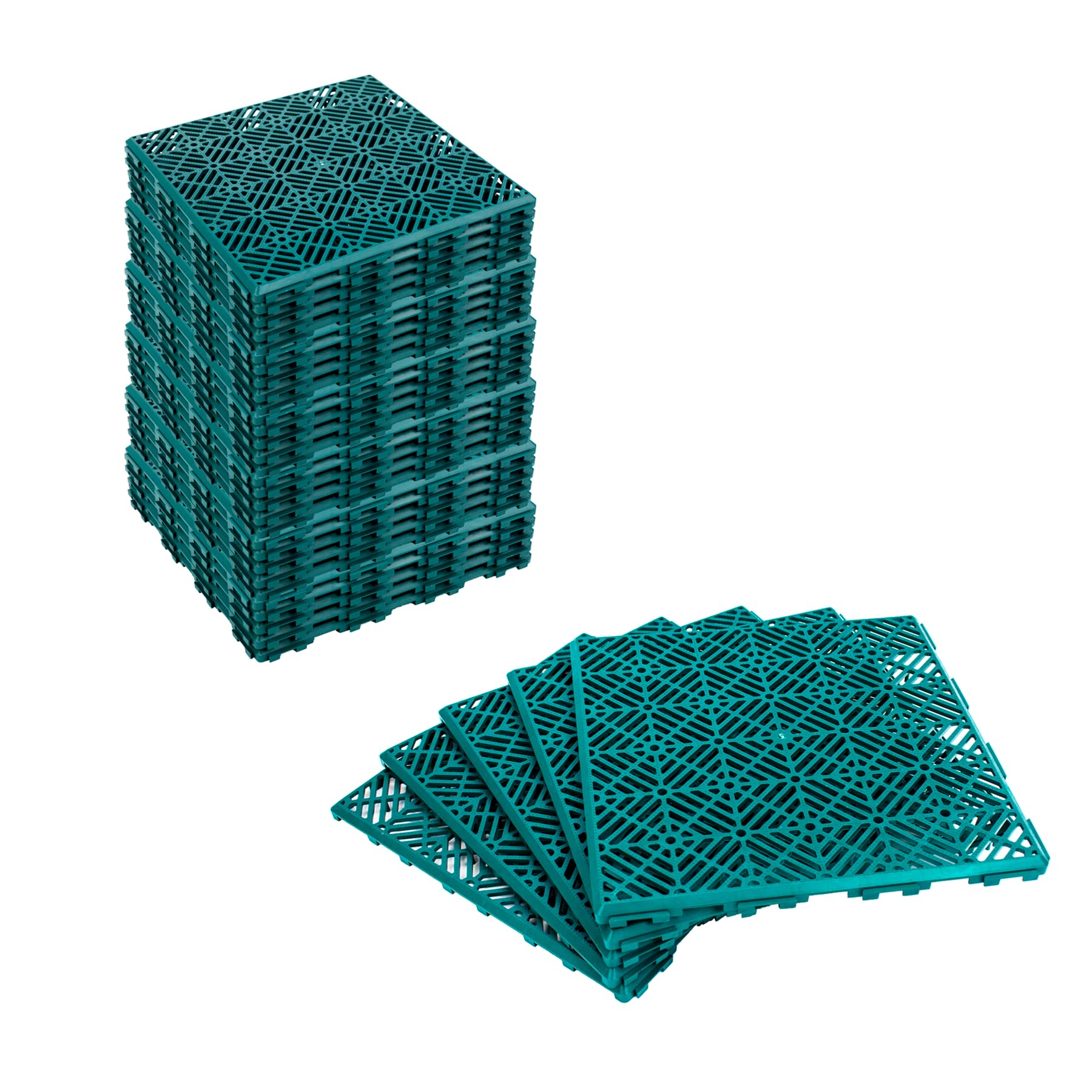 KCT 7 Pack - Green Garden Non Slip Interlocking Path Tiles - 35 Pieces Total Weatherproof Decking Boards โ image 1