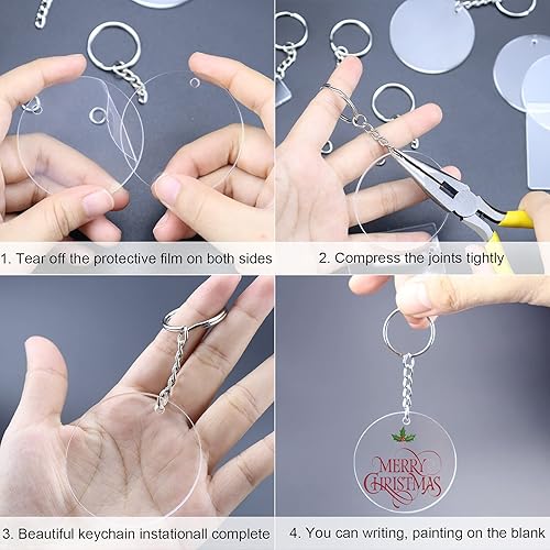 Miniatura 7 de 90 llaveros de acrílico transparente de 2 pulgadas, redondos, de plástico acrílico, transparente, para llavero, discos circulares rectangulares en